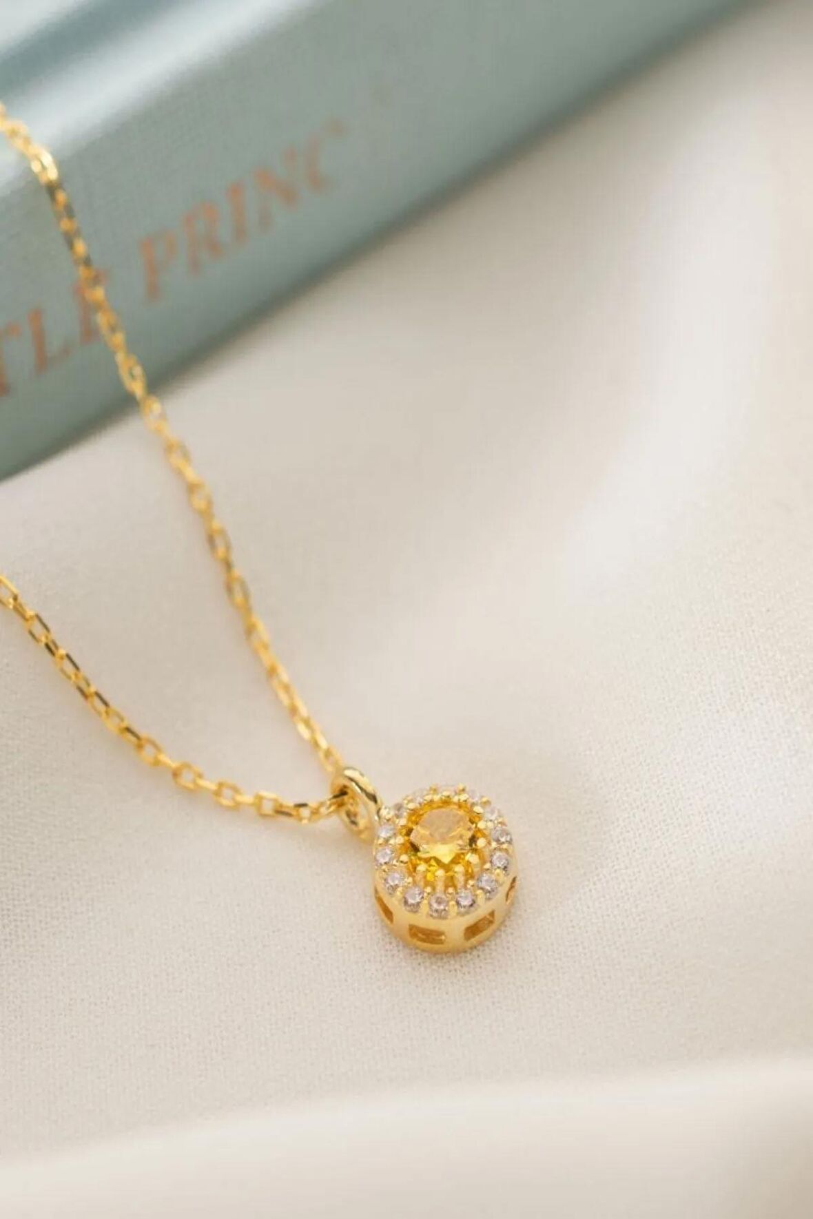 925 Ayar Gümüş Kasım Ayı Doğum Taşı ( Citrine ) Kolye