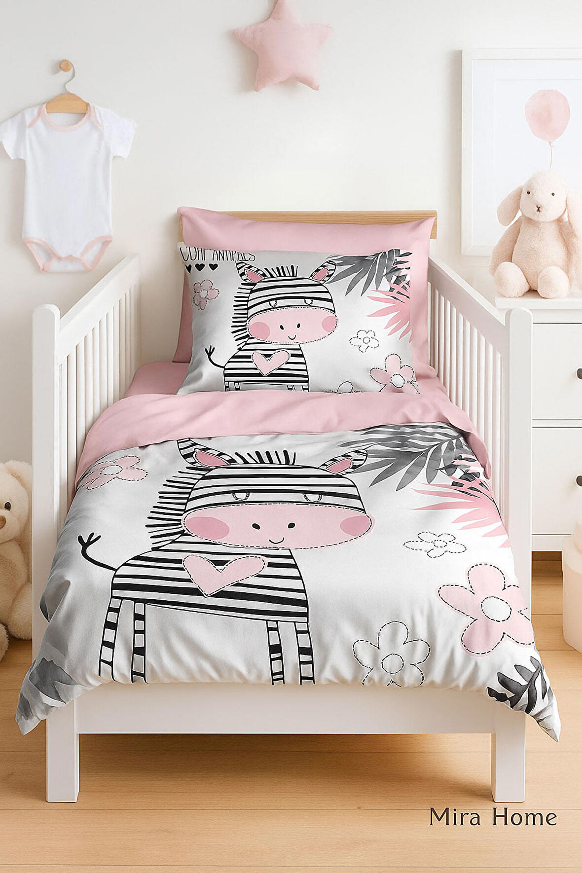 Dijital Baskılı 3d Pamuklu Yenidoğan Bebek Nevresim Takımı Baby Zebra