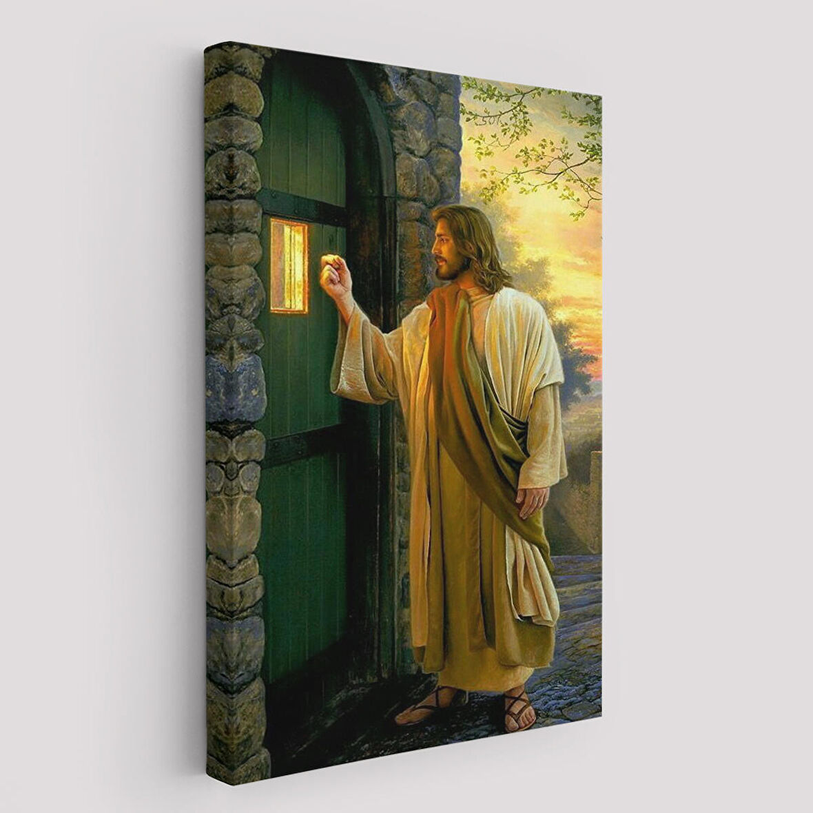 İsa Mesih Kapıyı Çalıyor, Hristiyan Duvar Sanatı, Kilise Hediyesi Kanvas Tablo-5271