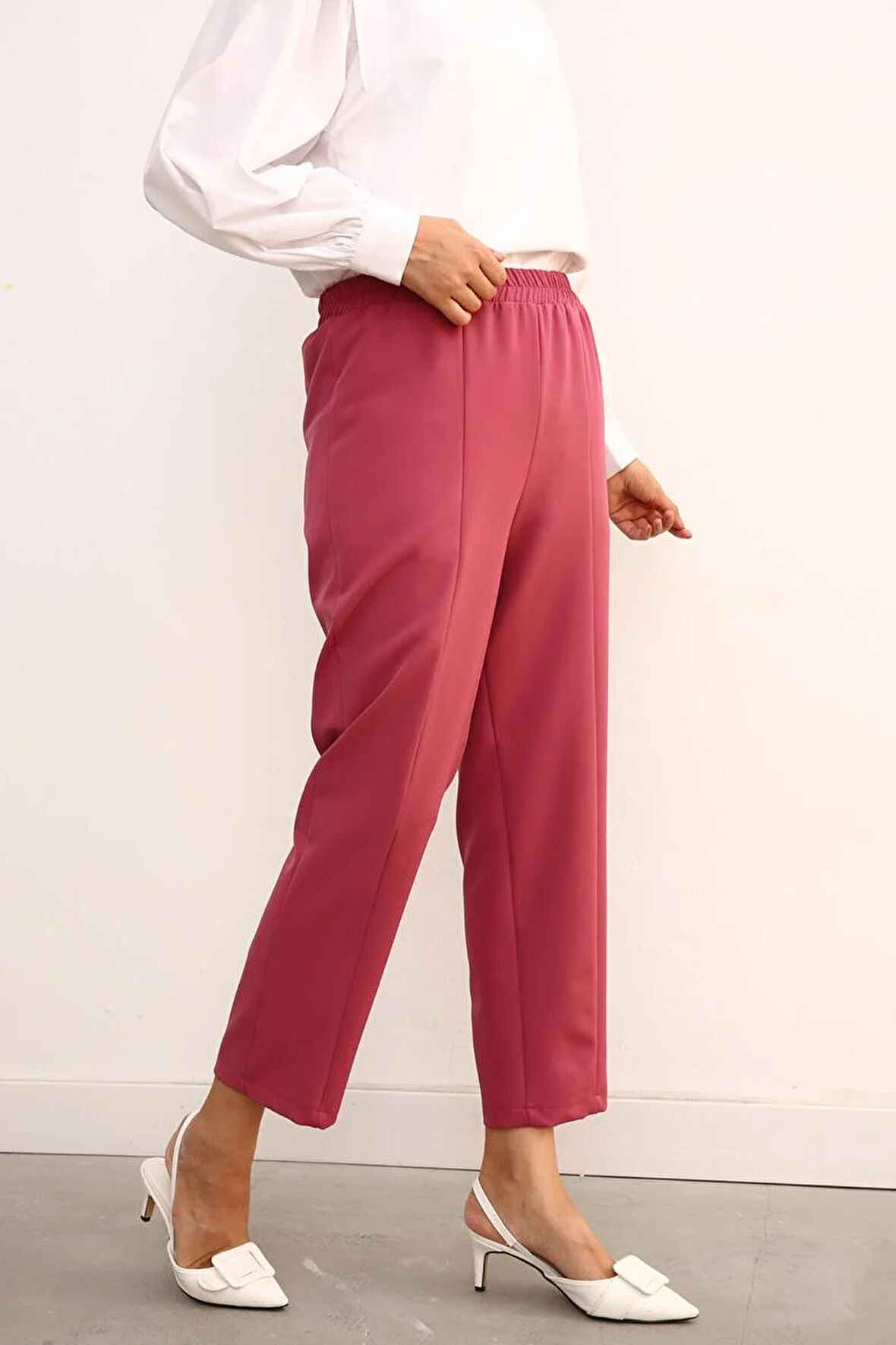 Gül-Beli Lastikli Pantolon