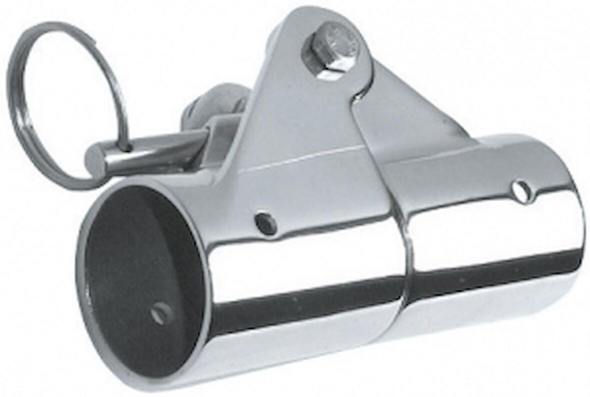 Tente üst köşe bağlantı parçası. Parlak AISI 316 paslanmaz çelik 30 mm
