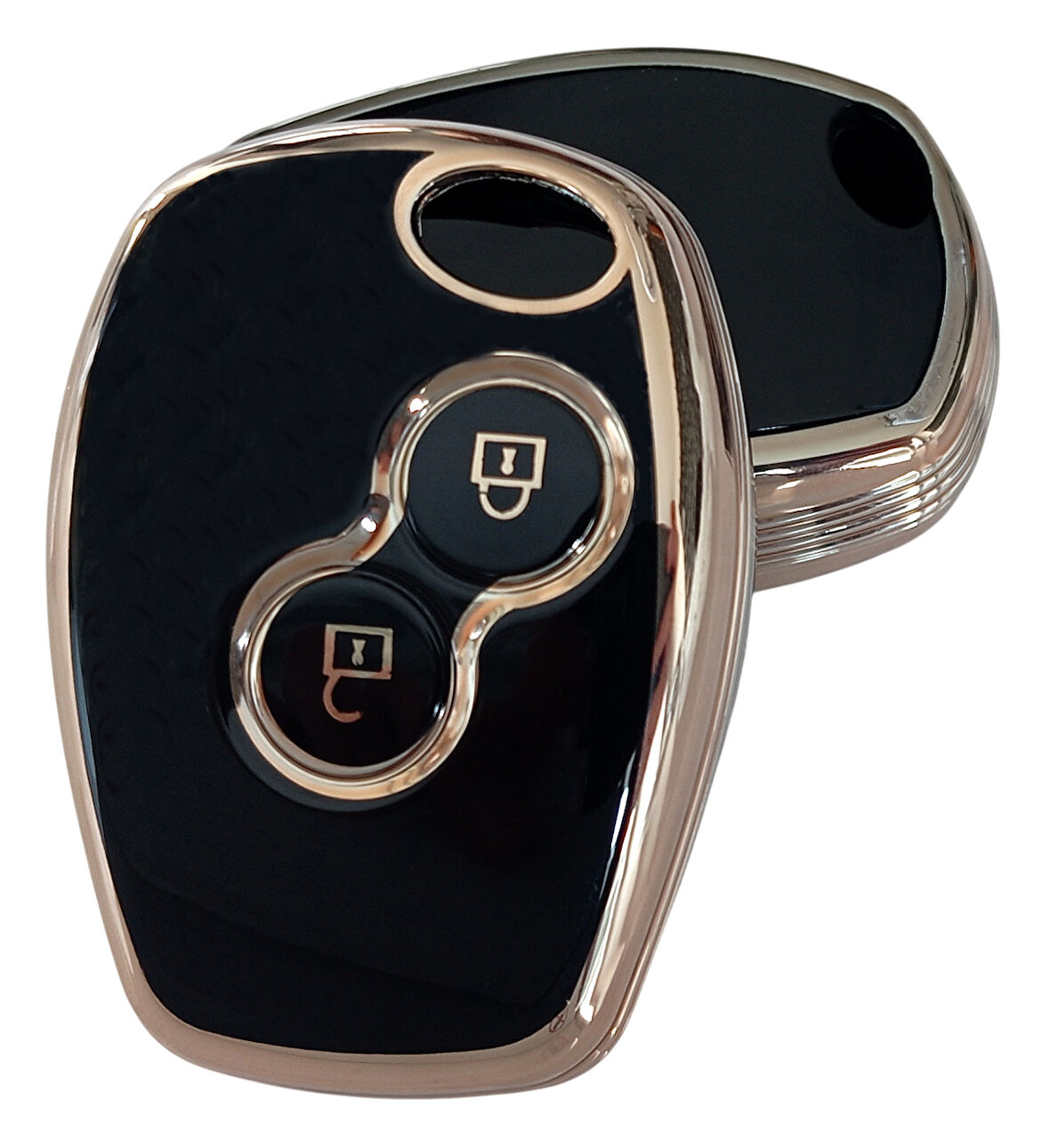 Renault Clio 3 Dacia Logan Duster Sandero Uyumlu Kumanda Anahtar Kılıfı Oto Anahtarlık Siyah Gold