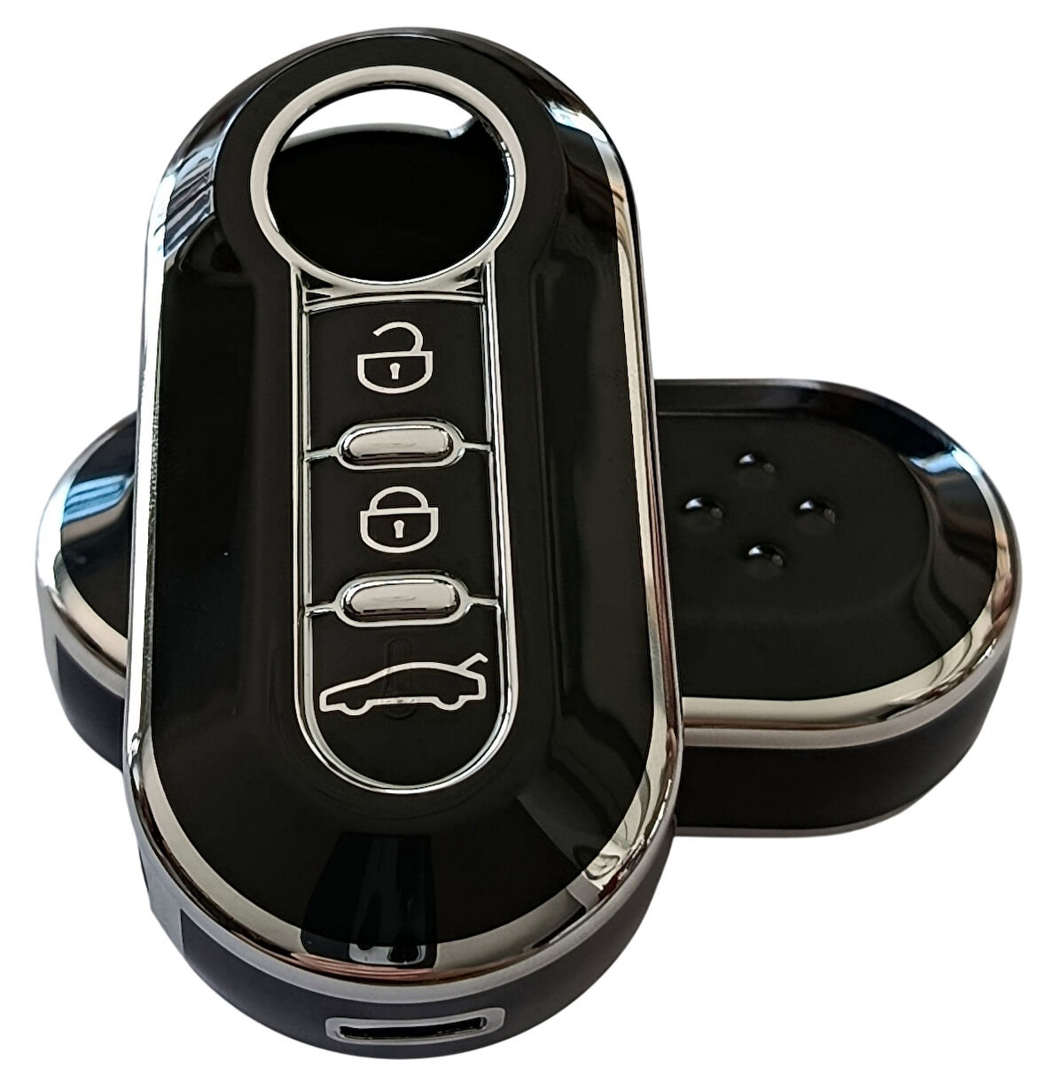 Doblo Ducato Boxer Jumper Uyumlu Kumanda Anahtar Kılıfı Oto Anahtarlık Siyah Silver