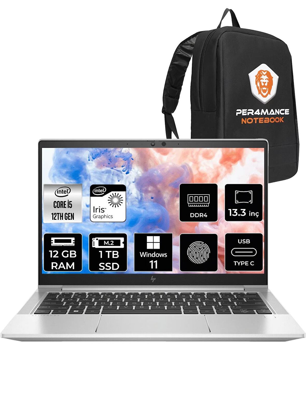 HP Elitebook 630 G9 i5 1235U 12GB RAM 1TB SSD 13.3'' FHD W11PRO 6S6Y3EA & PER4 ÇANTA 