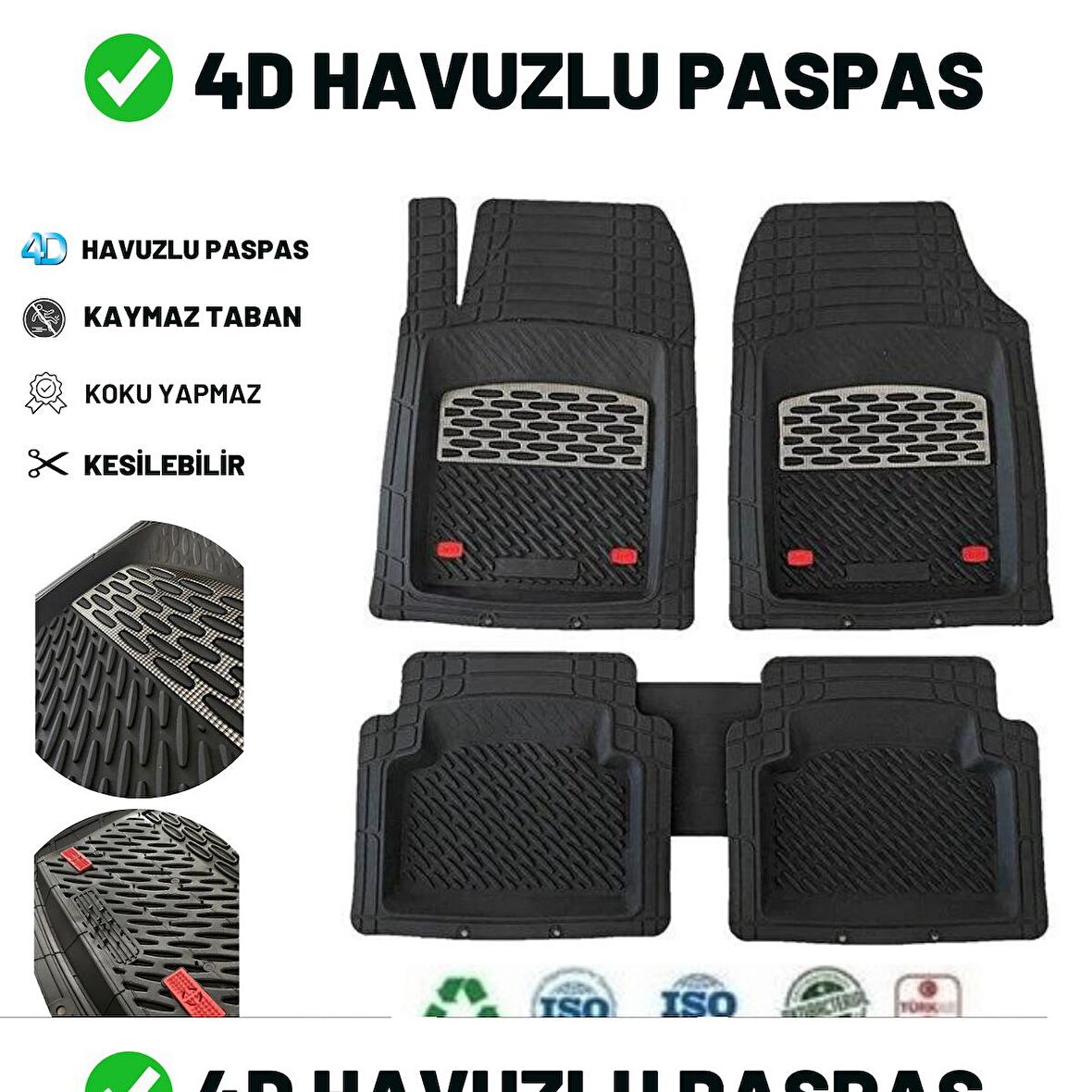 Volkswagen Polo 6r 2011 4d Havuzlu Üniversal Yeni Nesil Pro Paspas Siyah - Gri