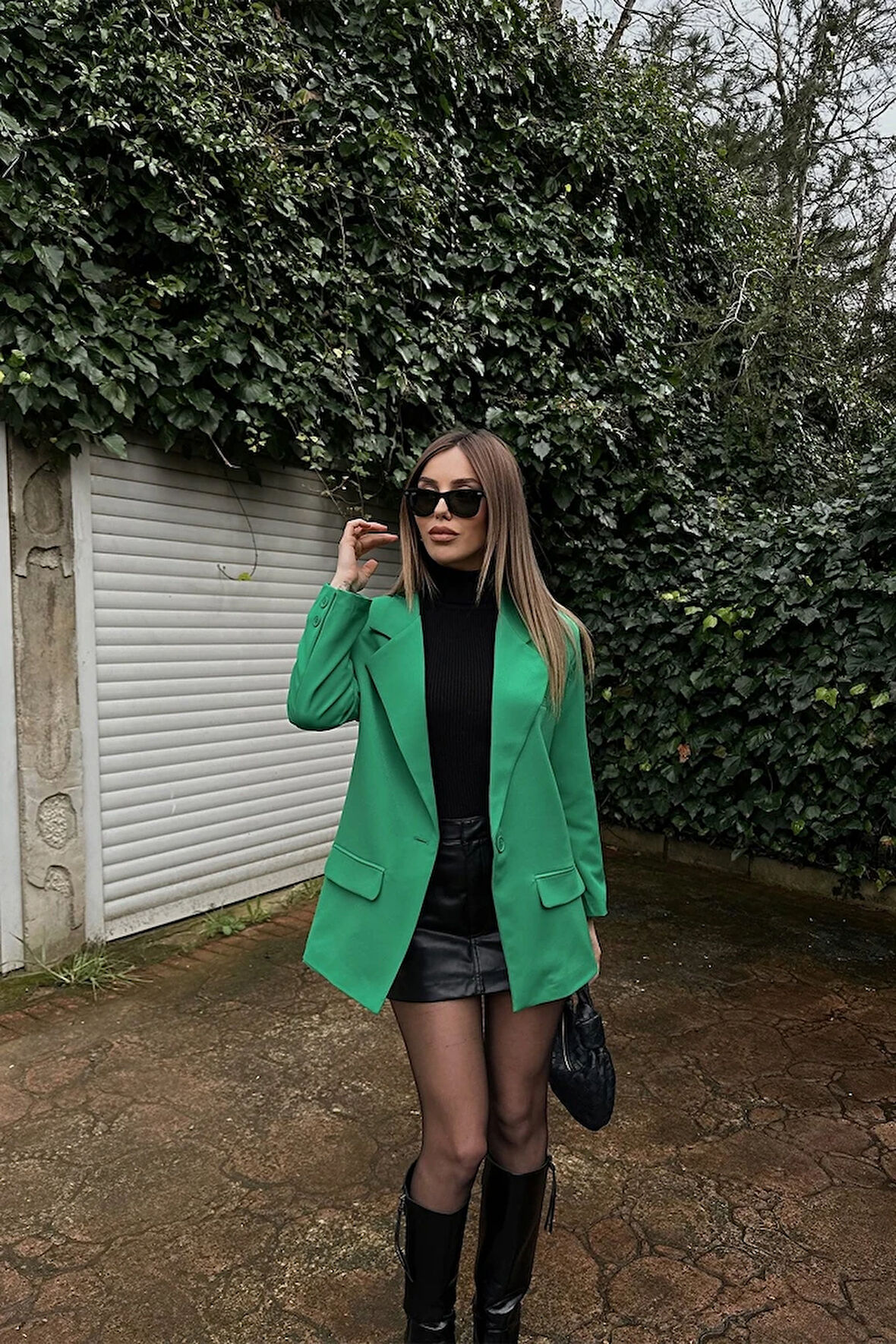 Selina Kruvaze Yaka Önü Düğmeli Ceket TNS-1111