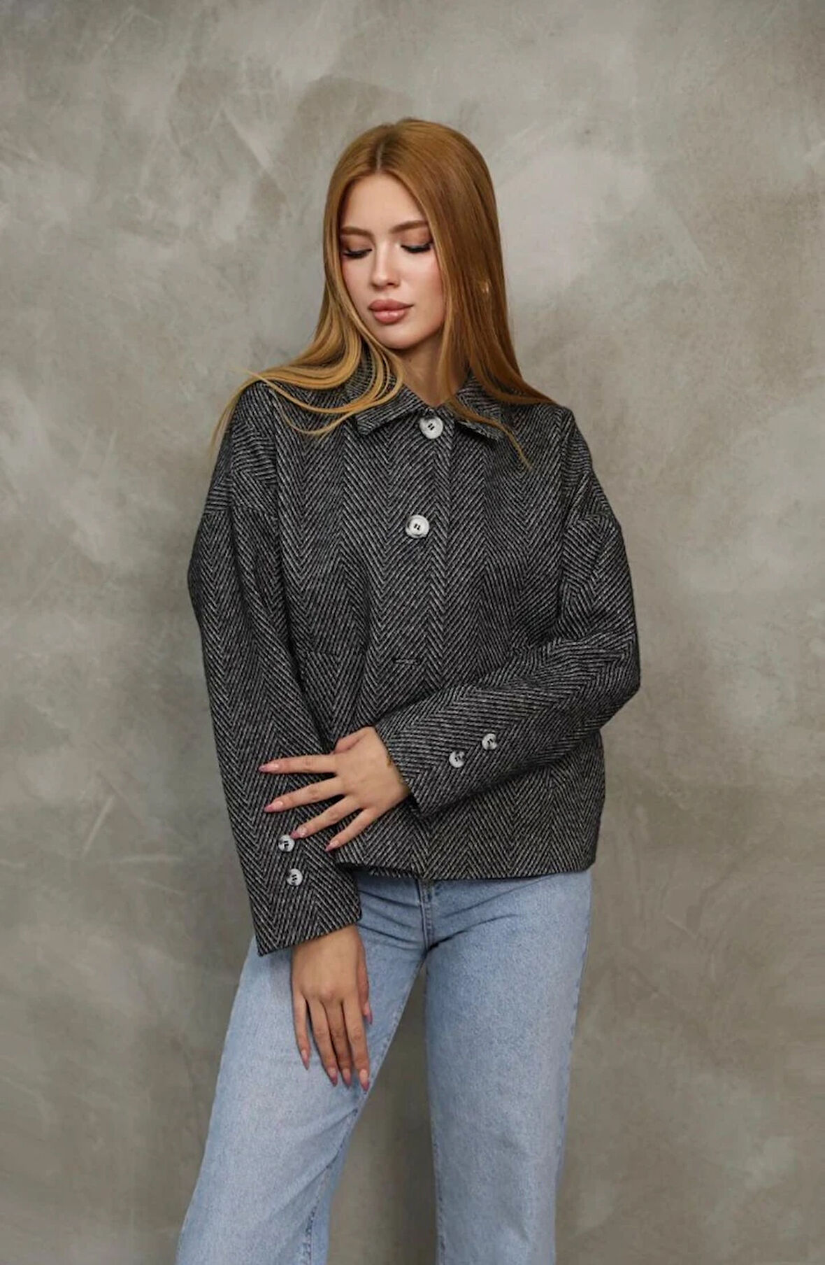 Dalida Balıksırtı Kaşe Ceket TNS-4429