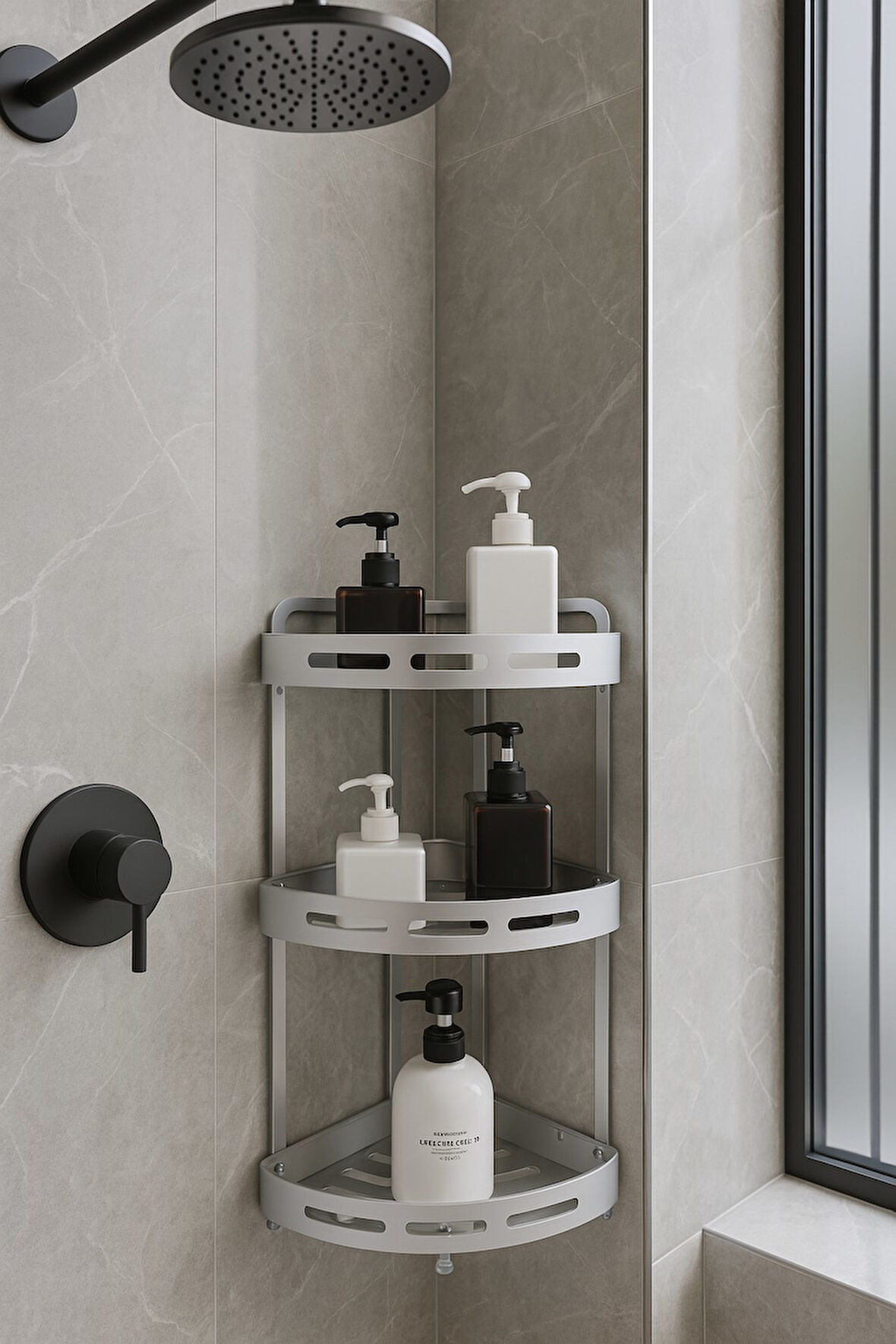 Alüminyum Paslanmaz 3 Katlı Banyo Köşe Rafı Banyo Düzenleyici Organizer