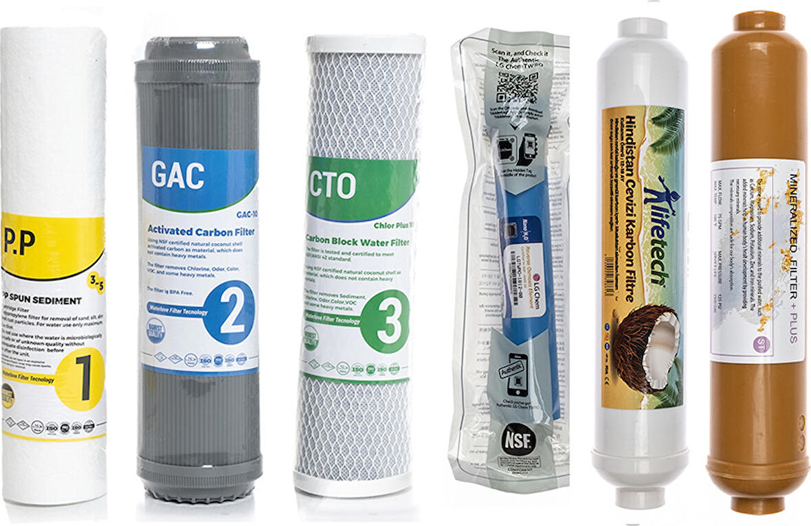 Sulook Su Arıtma Cihazı Çift Karbonlu Açık Kasa 6'lı Filtre Seti, Lg Membranlı