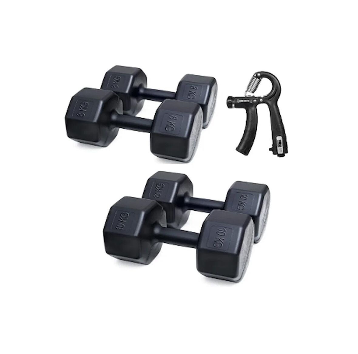 PS SPOR  2 Lİ DAMBIL SET + SAYAÇLI AYARLANABİLİR EL YAYI  = 8 KG X 2 ADET 10 KG X 2 ADET