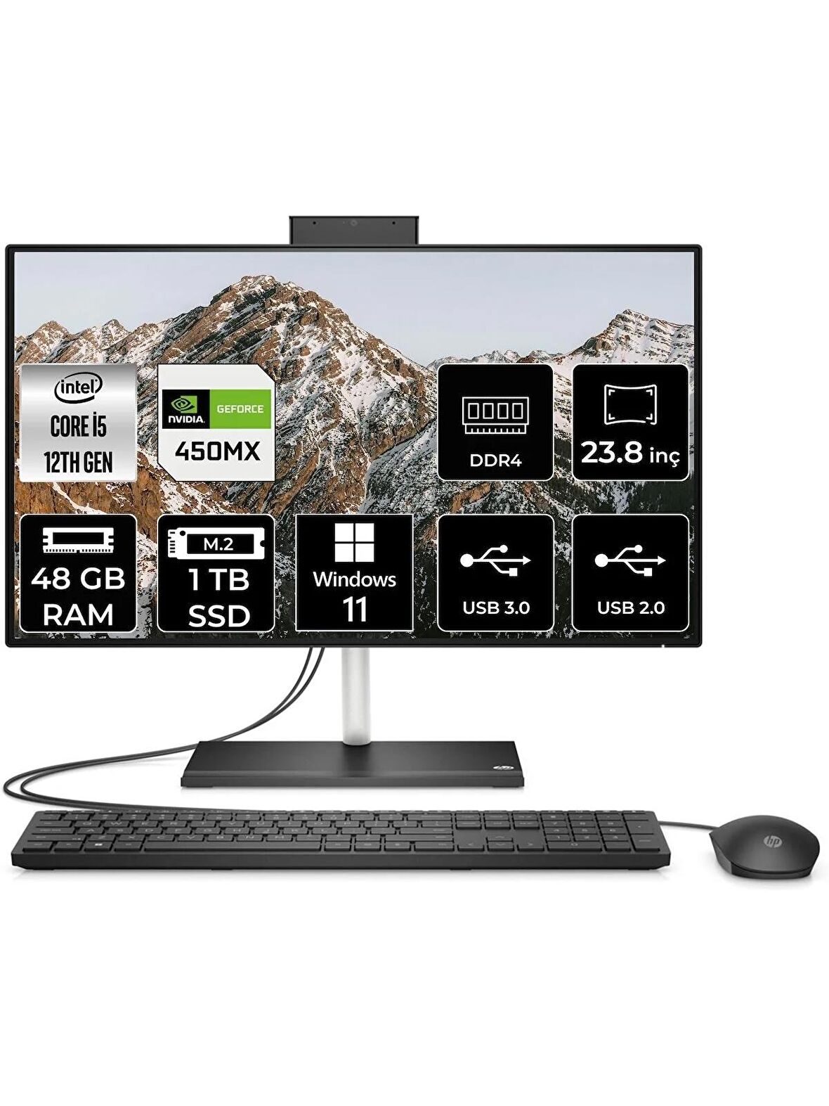 HP 24 CB1013NT i5 1235U 48GB RAM 1TB SSD MX450/2GB 23.8" FHD W11P ALL IN ONE PC 79N36EA 
