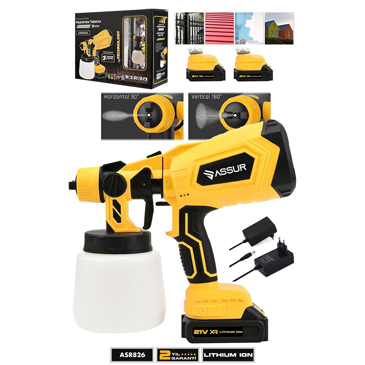 21V Çift Akülü 300 Mm Vernik Sprey Boya Püskürtme Makinesi ASSUR