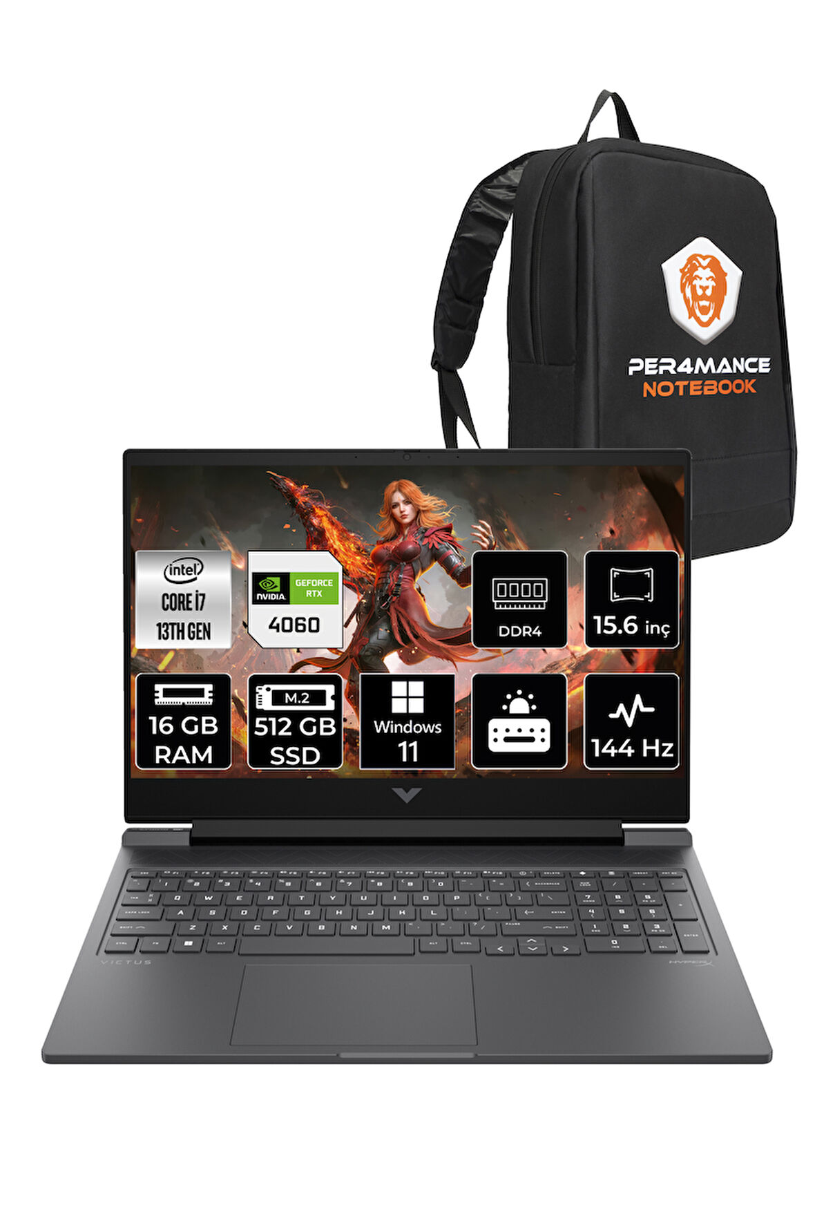 HP Victus 15 i7-13620H 16GB RAM 512GB SSD RTX4060/8GB 144Hz 15.6'' FHD W11H Gaming Laptop & PER4