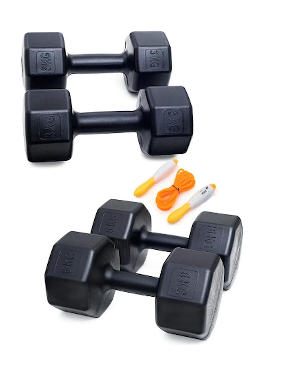 PS SPOR 18 Kg Dambıl Set + SAYAÇLI ATLAMA İPİ (6Kg X2 Ad 3Kg X2 Ad)