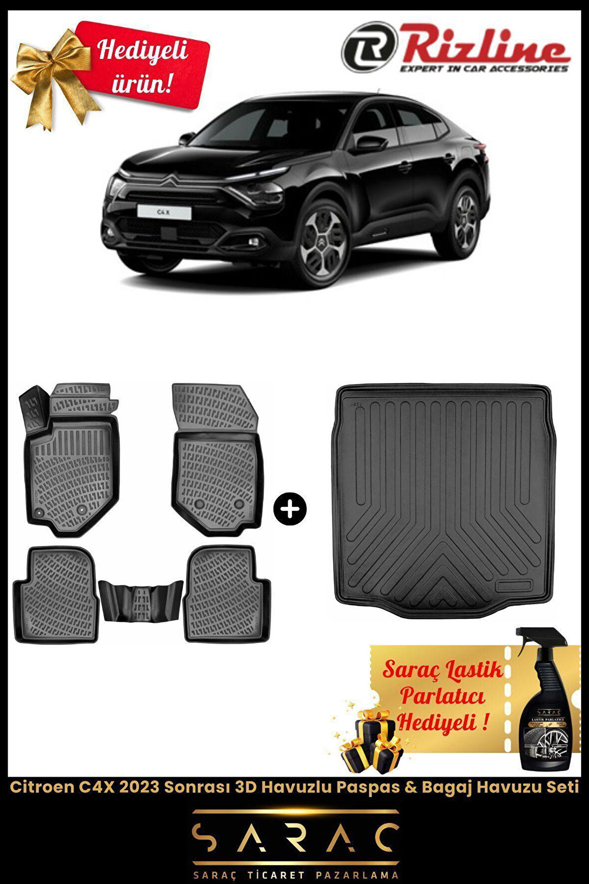 Rizline Citroen C4X 2023 Sonrası 3D Havuzlu Paspas & Bagaj Havuzu Seti + ( Hedi̇yeli̇ ! )