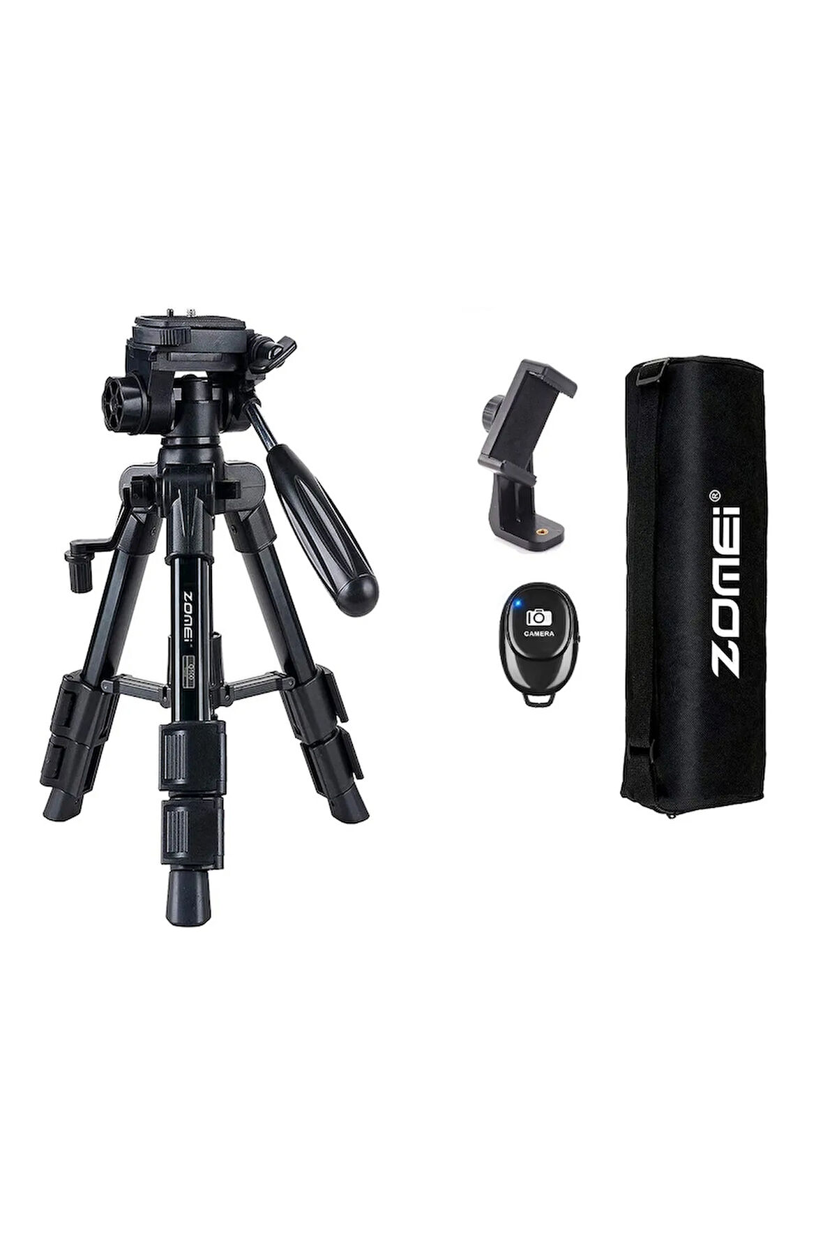 Q100 Masaüstü Mini Tripod-Telefon/DSLR/Projeksiyon Uyumlu-Bluetooth Kumanda ve Telefon Tutucu