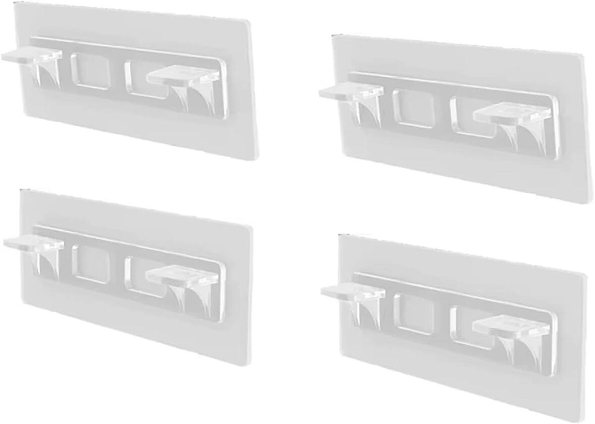 Microcase Güçlü Plastik Yapışkanlı Şeffaf Banyo Mutfak Dolap Raf Tutacağı Destek Aparatı - ŞEFFAF 4 Adet AL5034