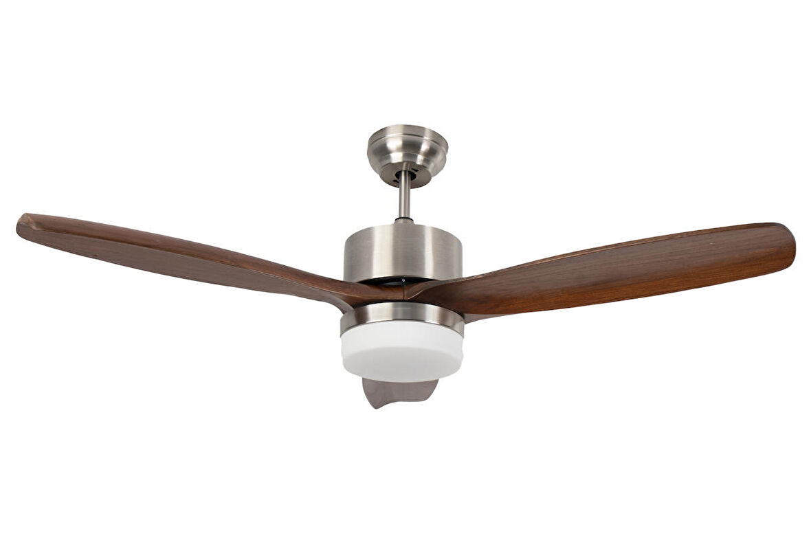 Alsanfan Modern Gri Motorlu Kahverengi Kanatlı Aydınlatmalı Uzaktan Kumandalı 132cm Tavan Vantilatörü