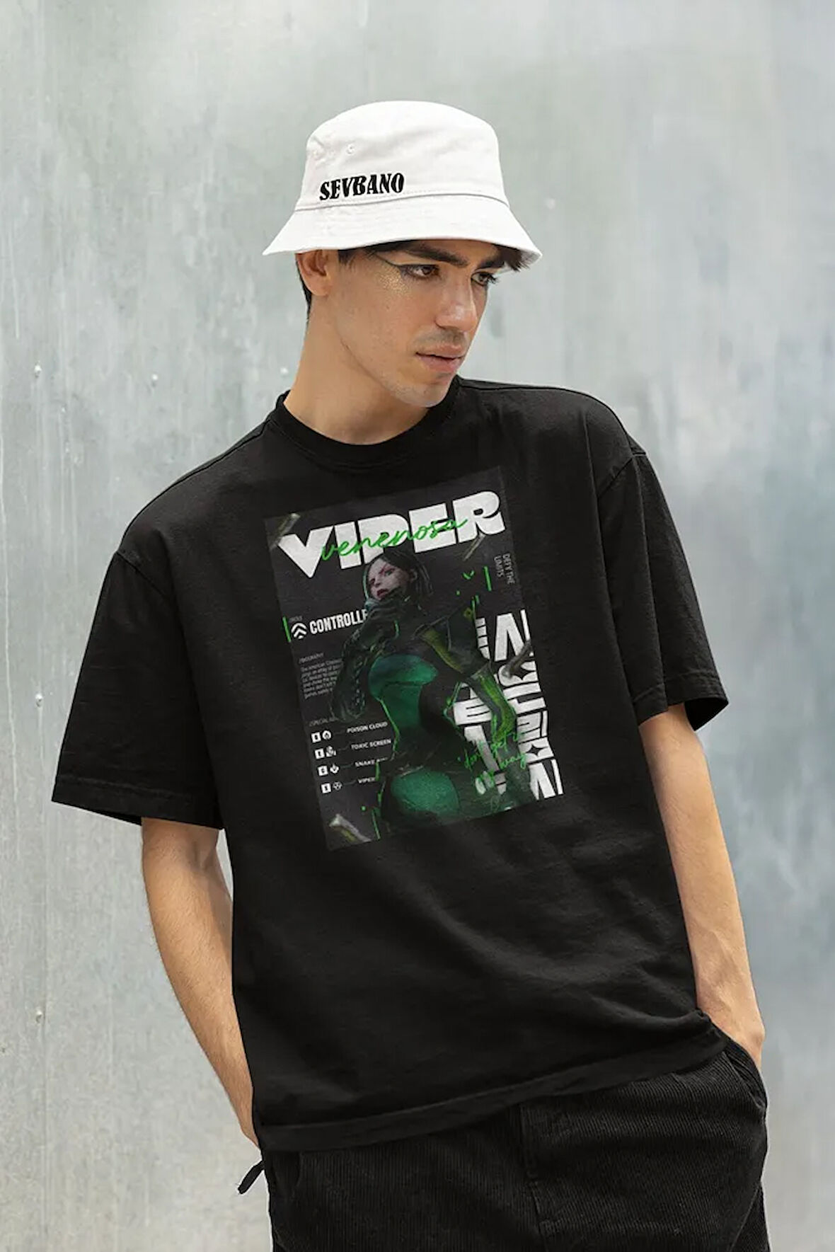 Controller Viiper Karakter Baskılı Unisex Oversize Valorrant Tişört