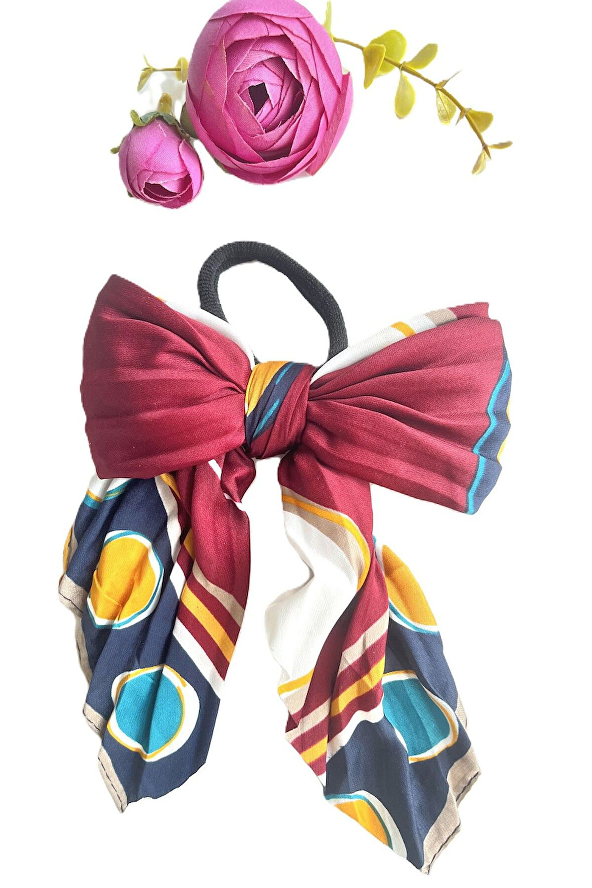 Saten Fiyonklu Retro Lastik Toka