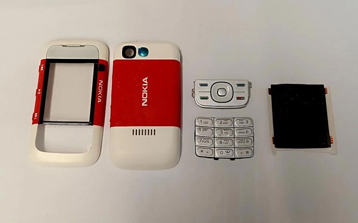 Nokia 5300 Kapak Nokia 5300 uyumlu Kırmızı ön Kapak Arka Kapak Tuş Takımı 