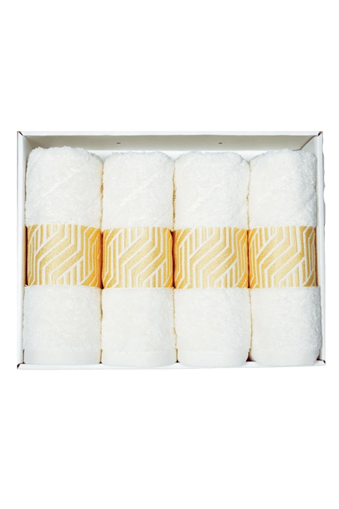 Vos Versa Bursa Varak Serisi 50x90cm %100 Pamuk 4lü Yüz Havlusu Beyaz VVHM0020