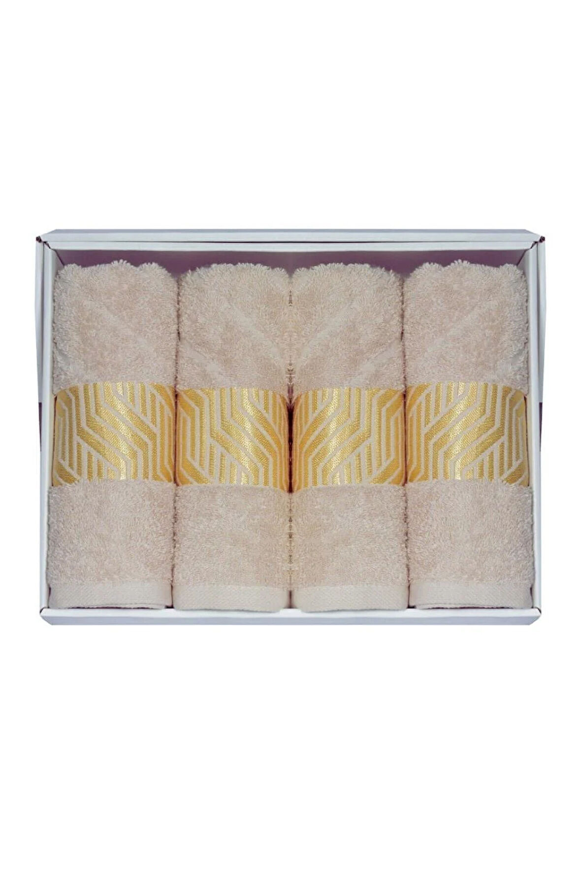 Vos Versa Bursa Varak Serisi 50x90cm %100 Pamuk 4lü Yüz Havlusu Vizon VVHM0021