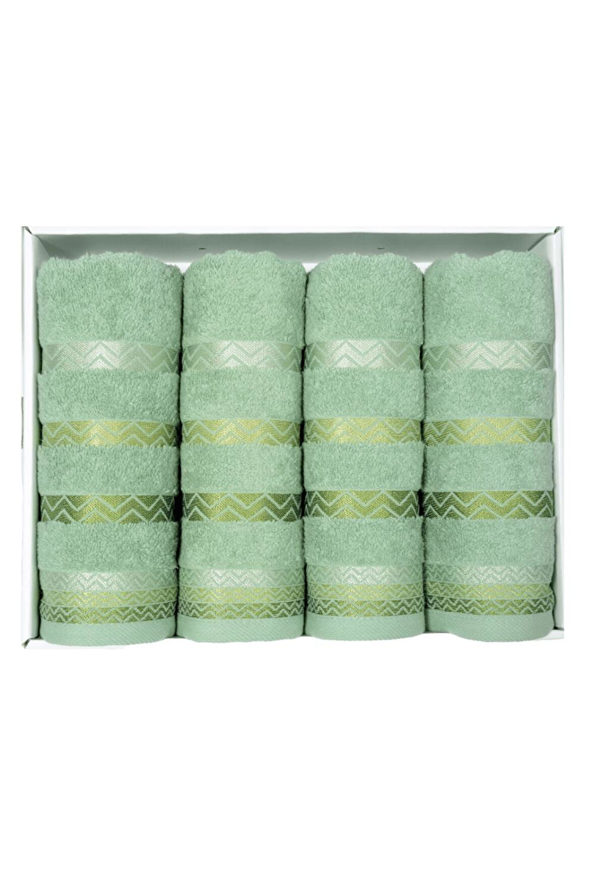 Vos Versa Bursa Varak Serisi 50x90cm %100 Pamuk 4lü Yüz Havlusu Yeşil VVHM0028