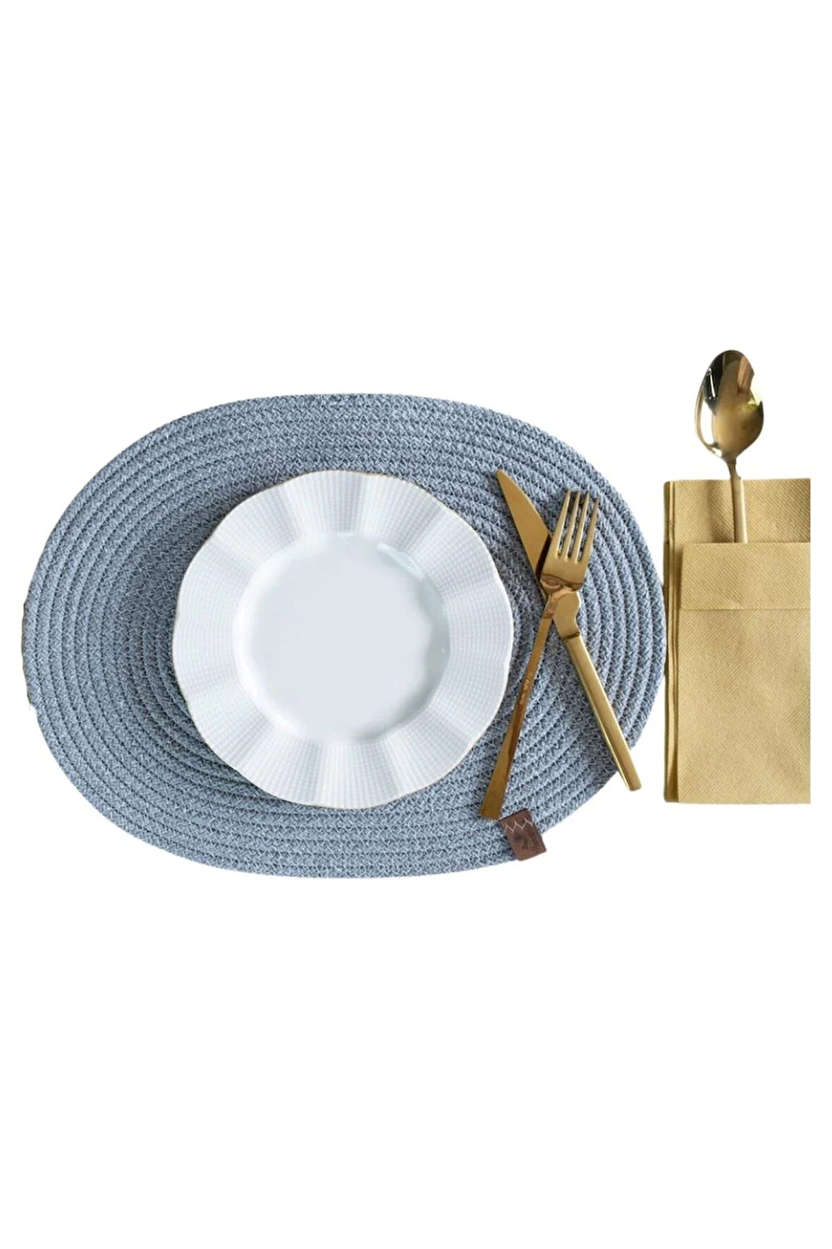 Vos Versa Amerikan Servis Tekli Supla Lux Sunum Tabak Altlığ - Oval Gri VVHM0042