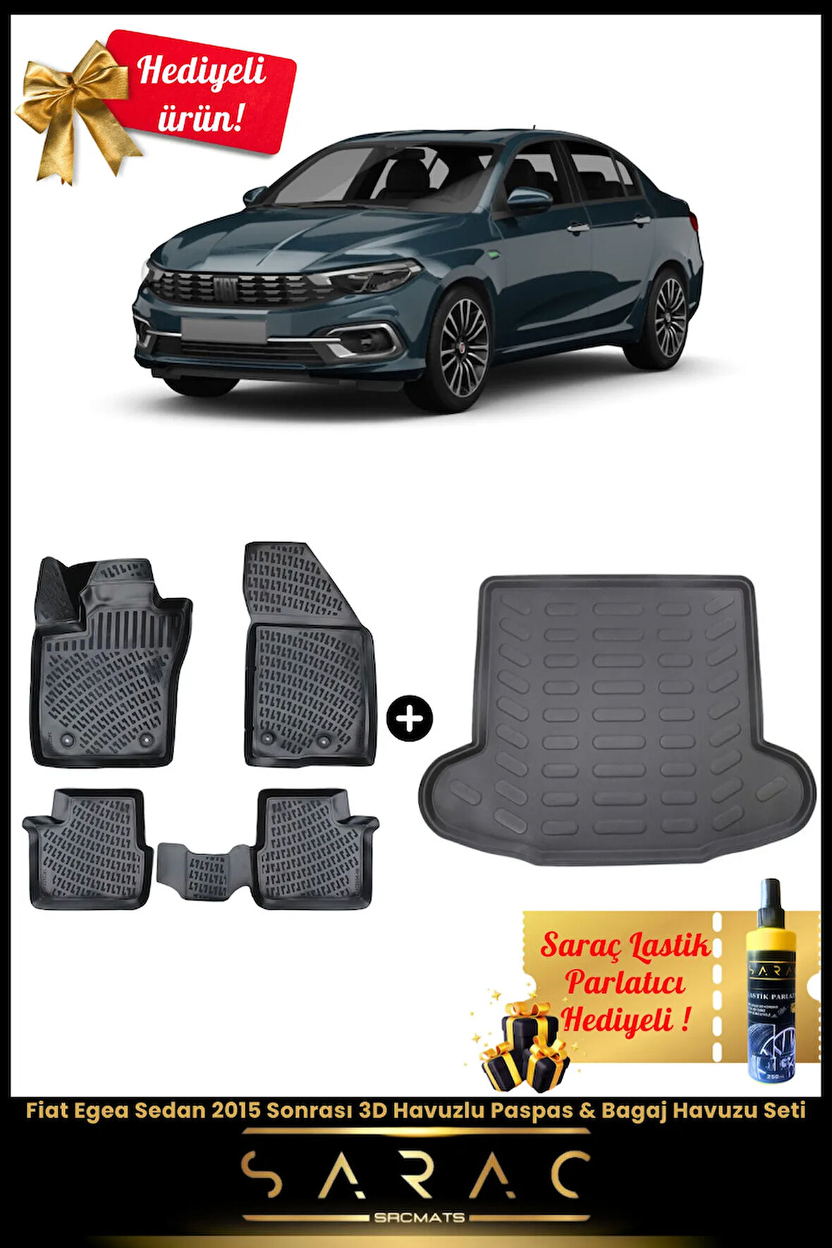 Fiat Egea Sedan 2015 Sonrası Araca Özel 3d Havuzlu Paspas & Bagaj Havuzu Seti (HEDİYELİ!)