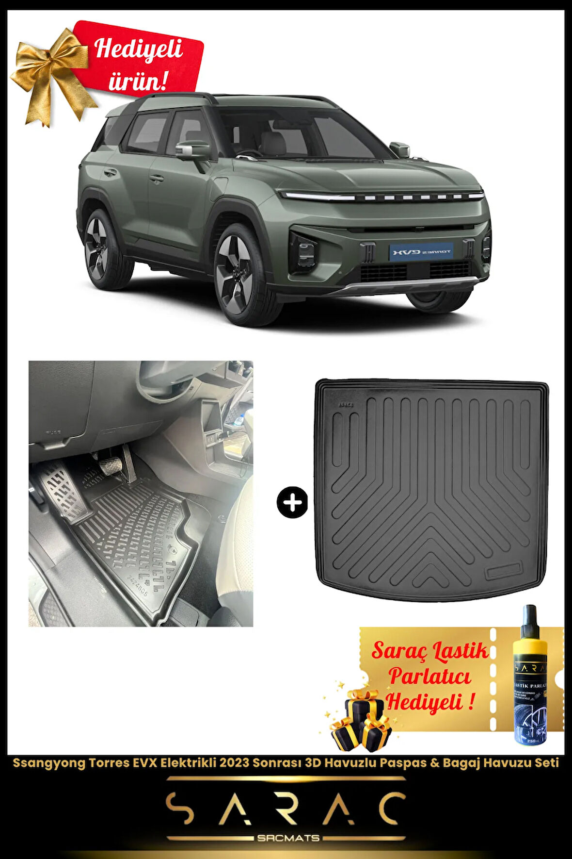 Ssangyong Torres EVX Elektrikli 2023 Sonrası 3D Havuzlu Paspas & Bagaj Havuzu Seti+(HEDİYELİ!)