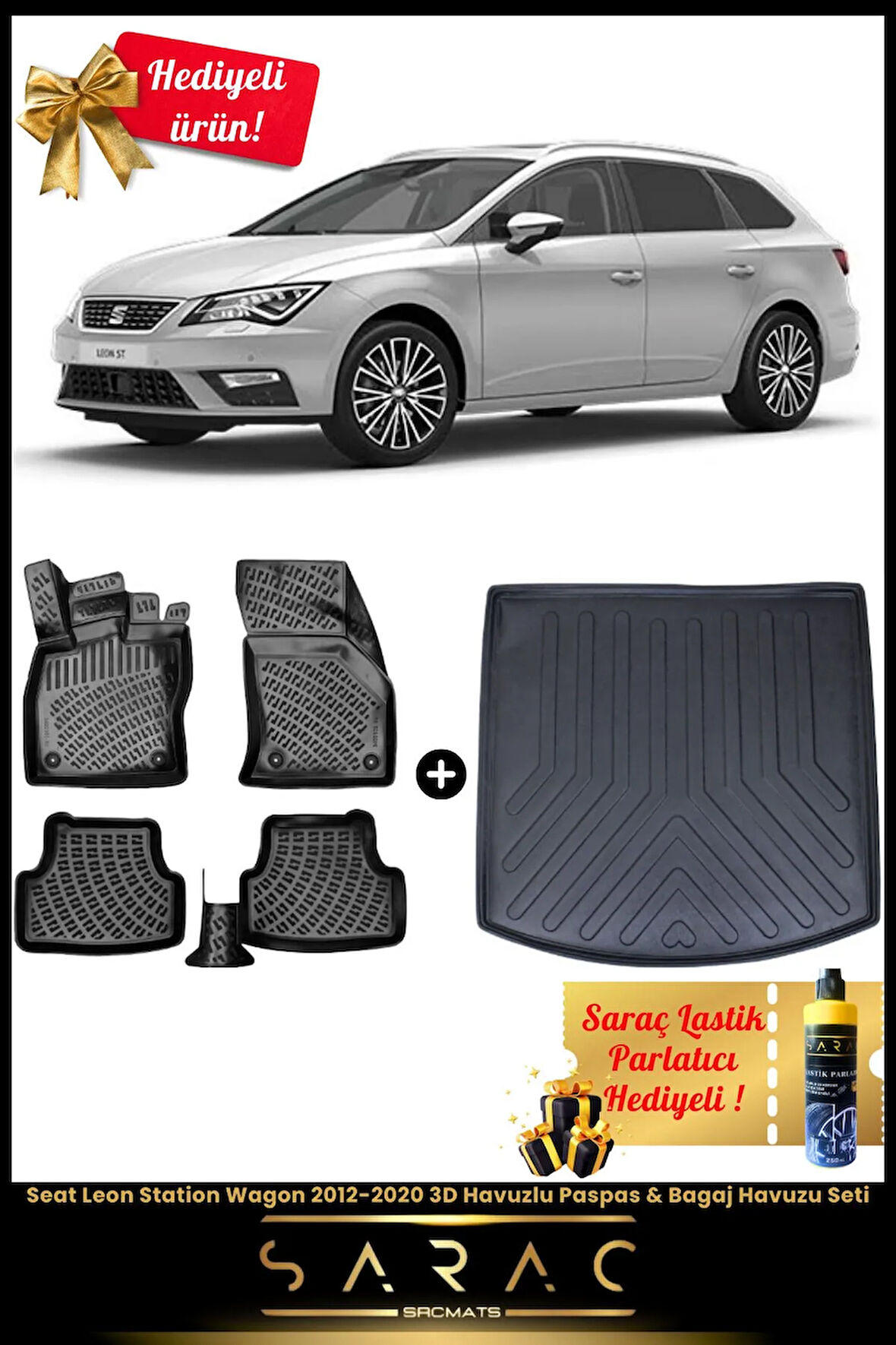 Seat Leon Station Wagon 2012-2020 Araca Özel 3d Havuzlu Paspas & Bagaj Havuzu Seti (HEDİYELİ!)