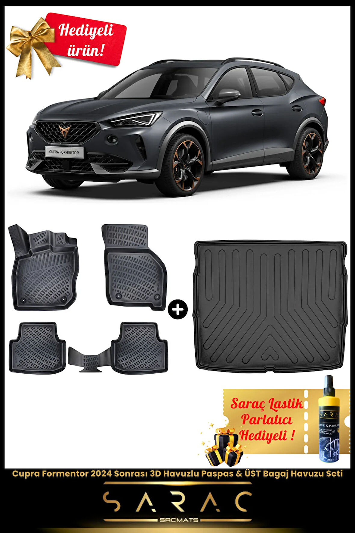 Cupra Formentor 2024 Sonrası Araca Özel 3D Havuzlu Paspas & ÜST Bagaj Havuzu Seti+(HEDİYELİ!)