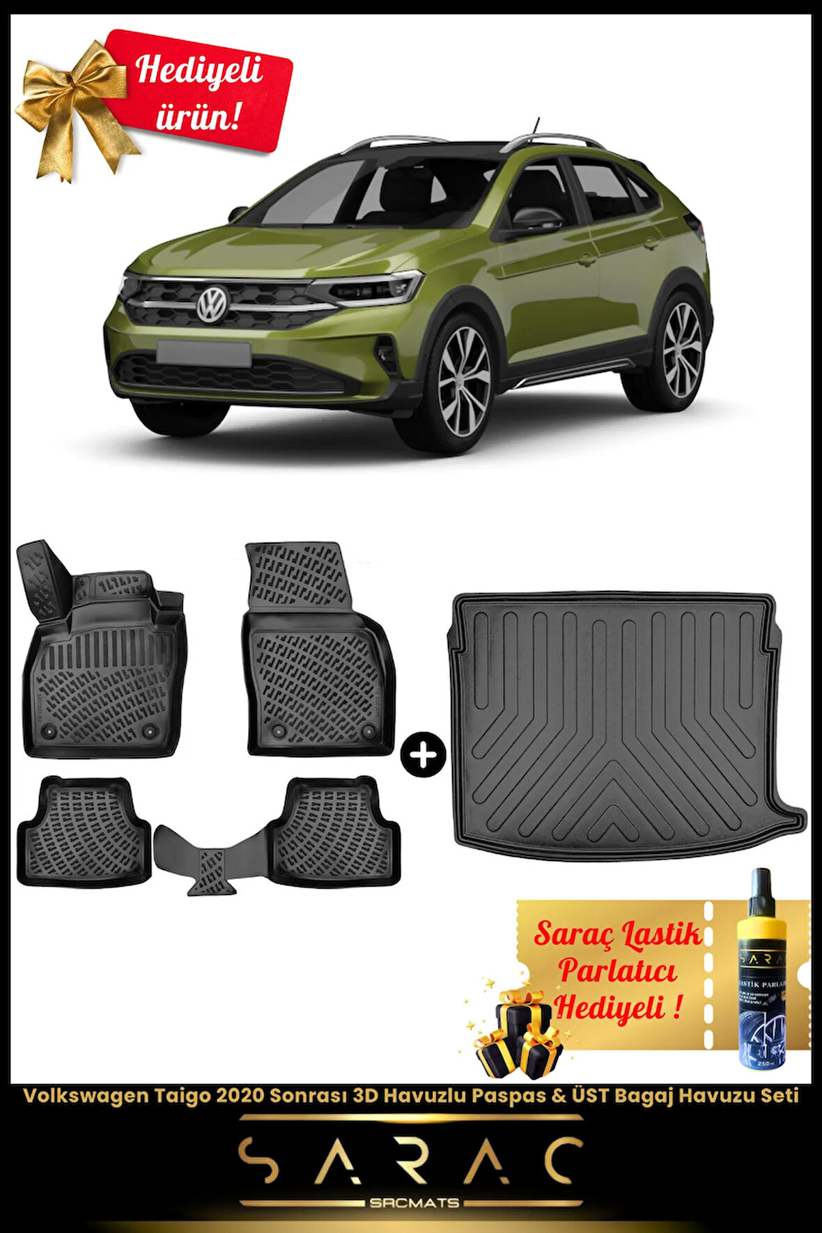 Volkswagen Taigo 2020 Sonrası Araca Özel 3D Havuzlu Paspas & ÜST Bagaj Havuzu Seti+(HEDİYELİ!)