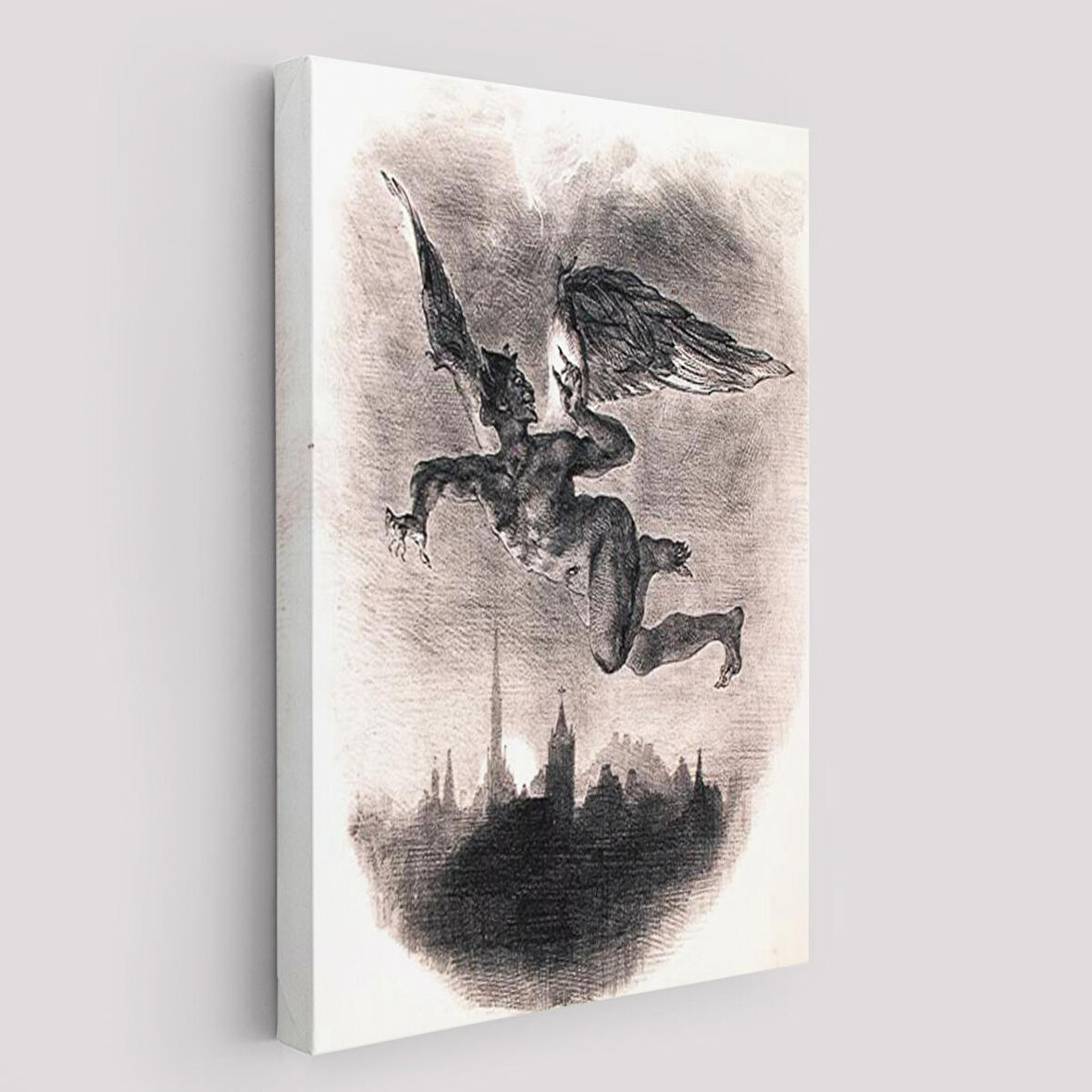 Goethe'nin Faust'undan Mephistopheles'in Gökyüzündeki Önsözü Kanvas Tablo-5301