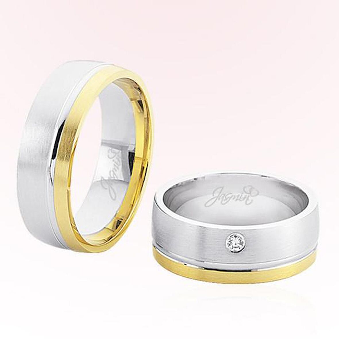 Beyaz Sarı Bombeli Altın Alyans 5302