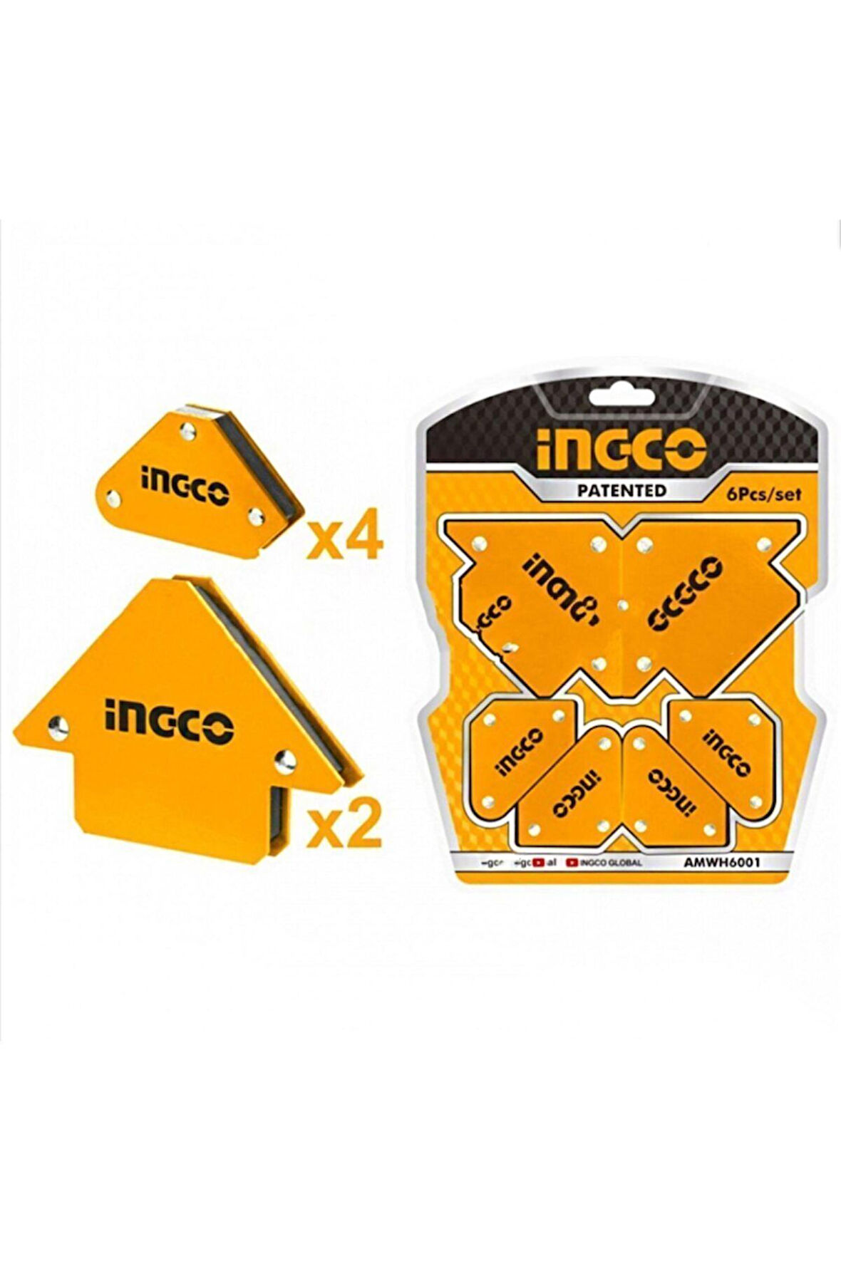 INGCO Manyetik Gönye Mıknatıslı Kaynak Tutucu 6"lı Set