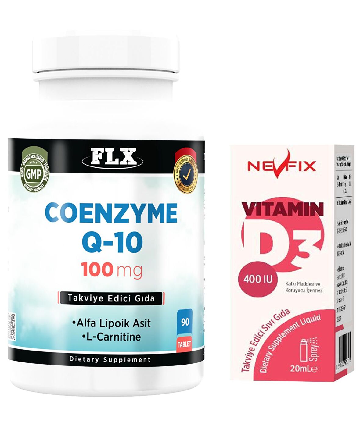 Flx Coenzyme Q-10 200 Mg Hyoluronic Acid Resveretrol 90 Tablet + Nevfix 400 Iu Sprey 20 Ml