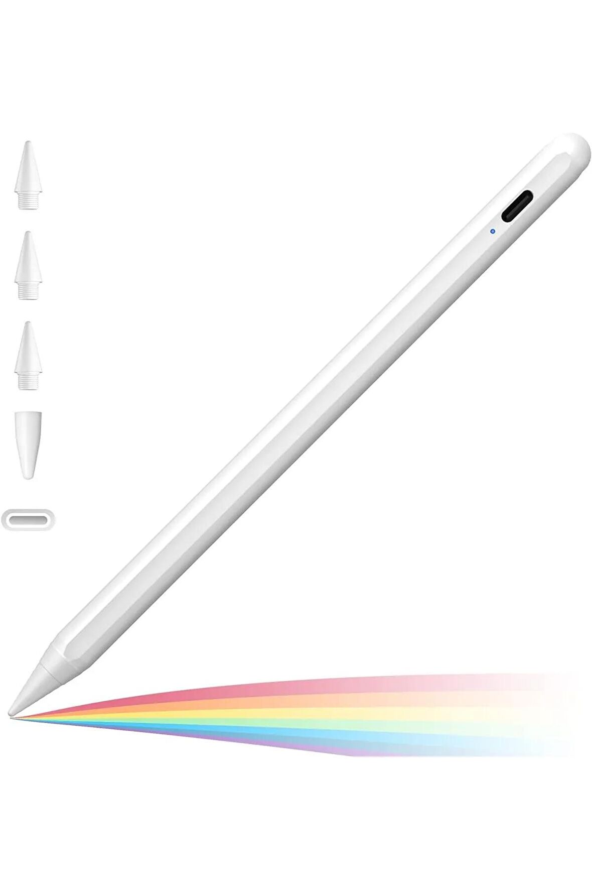 Cisteen İpad Için Uyumlu Avuç içi Reddetmeli Dokunmatik Kalem Capacitive Active Stylus(3 Adet YEDEK UÇ)