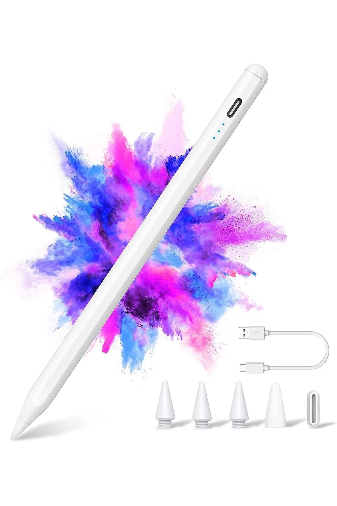 Cisteen Apple Ipad 10.2 8/9. Nesil Uyumlu Stylus Çizim Avuçiçi Redli Dokunmatik Kalem 3 Adet Yedek Uç