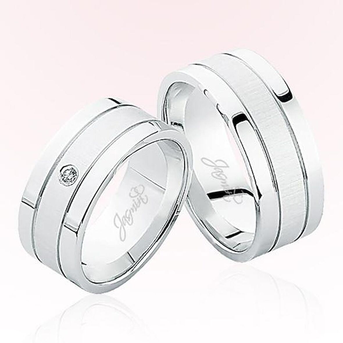 Harem Altın Beyaz Şeritli Altın Alyans 5307