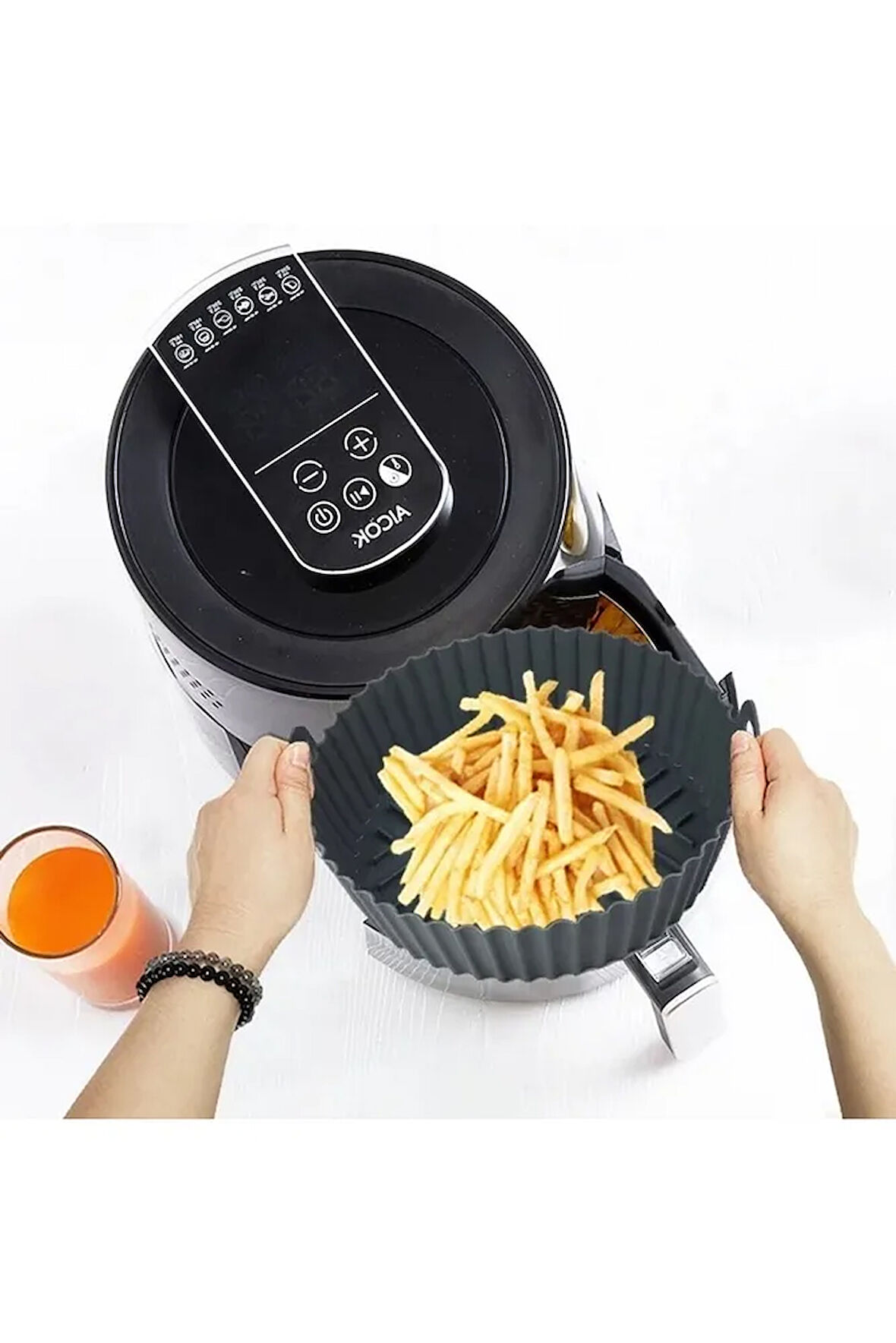 Airfryer Silikon Pişirme Kabı Siyah