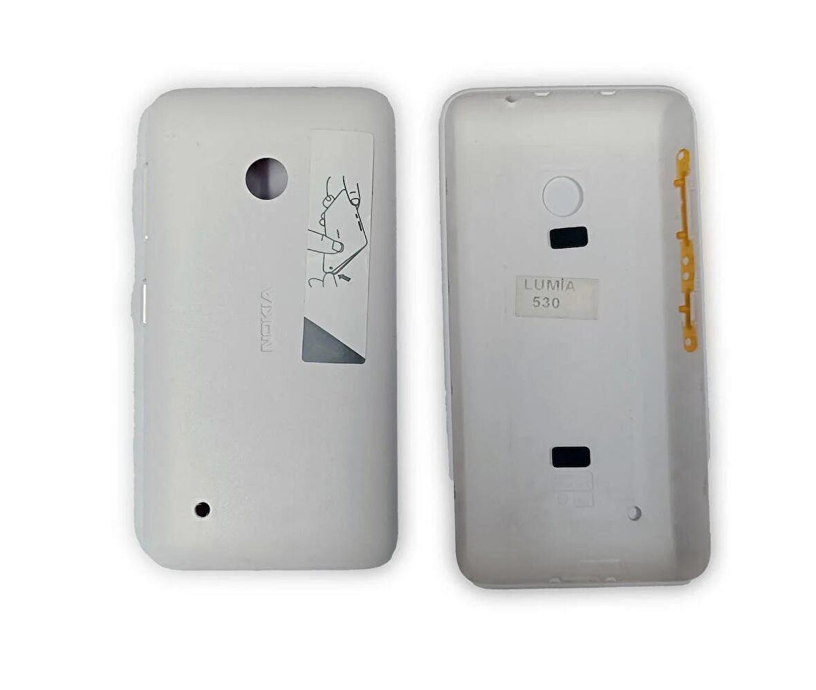 Nokia 530 Arka Kapak Nokia Lumia 530 uyumlu Beyaz Arka Kapak On OFF ve Ses Tuşu Plastiği