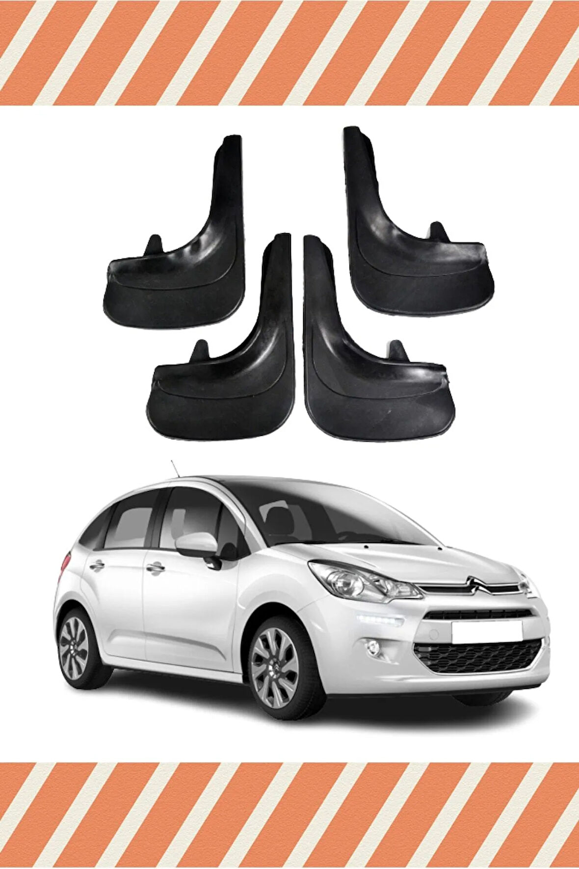 Citroen C3 2011-2015 Tuning yazılı 4’lü tozluk çamurluk paçalık koruma sağlar