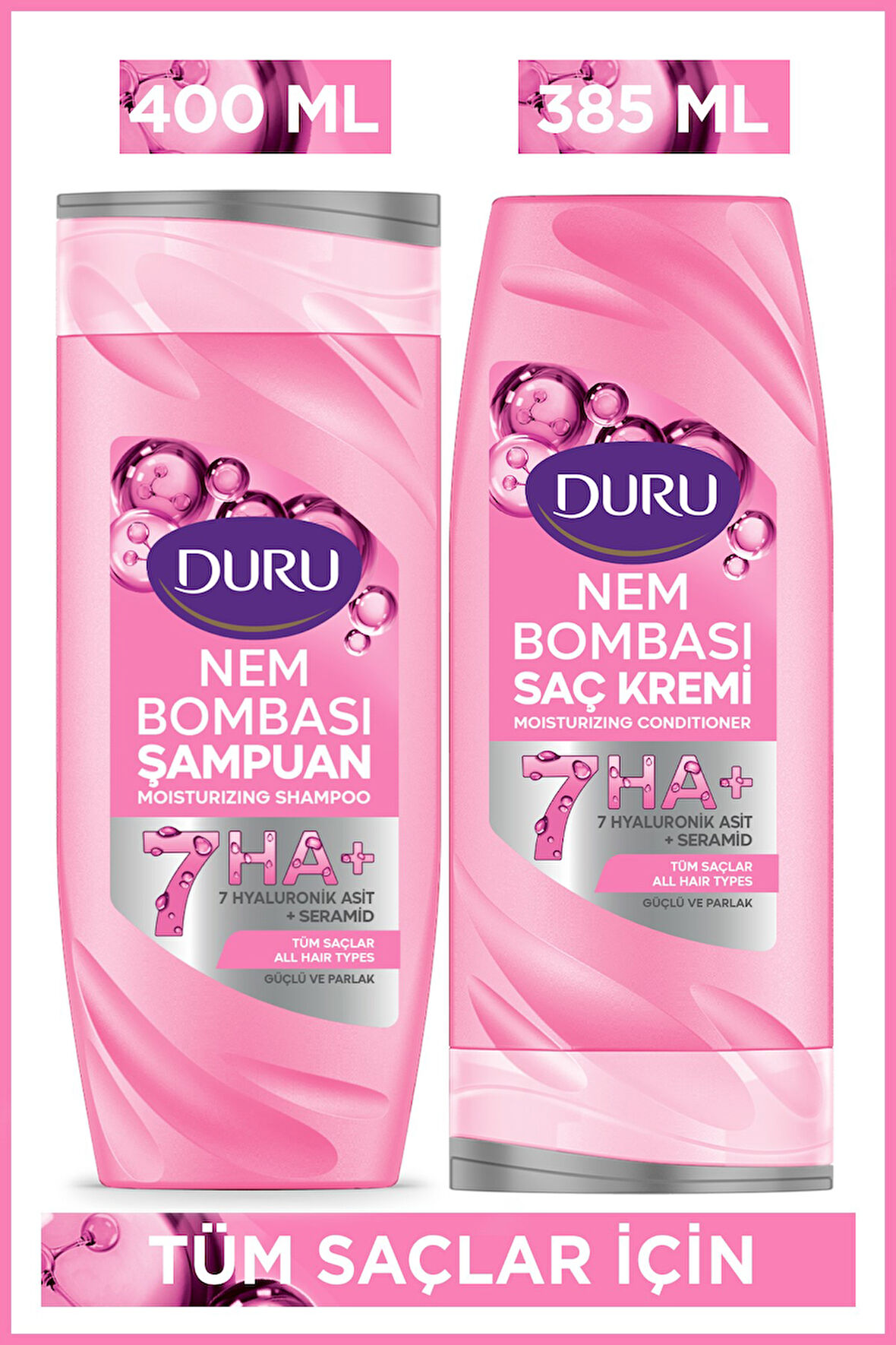 Duru Nem Bombası Tüm Saçlar İçin Şampuan 400 Ml & Saç Kremi 385 Ml