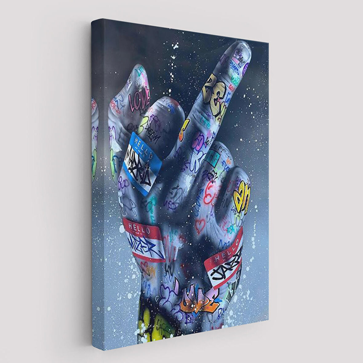 El Hareketi Hip Hop Posteri, Orta Parmak Hareketi Sokak Sanatı, Kanvas Tablo-5315