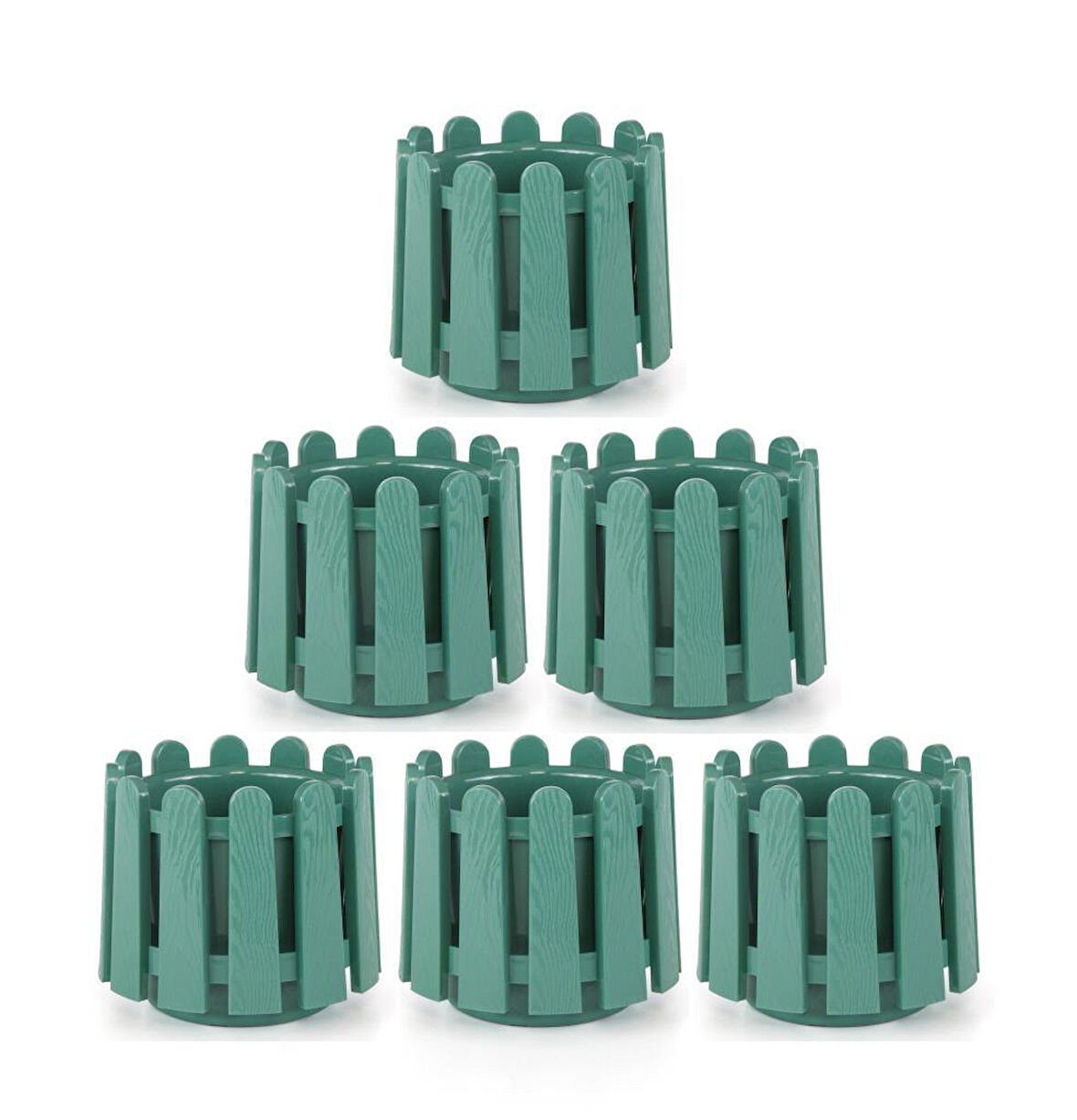 Omnipazar SO-İS03 İstanbul Dekoratif Yuvarlak Saksı 6,6 lt Yeşil 6 Adet