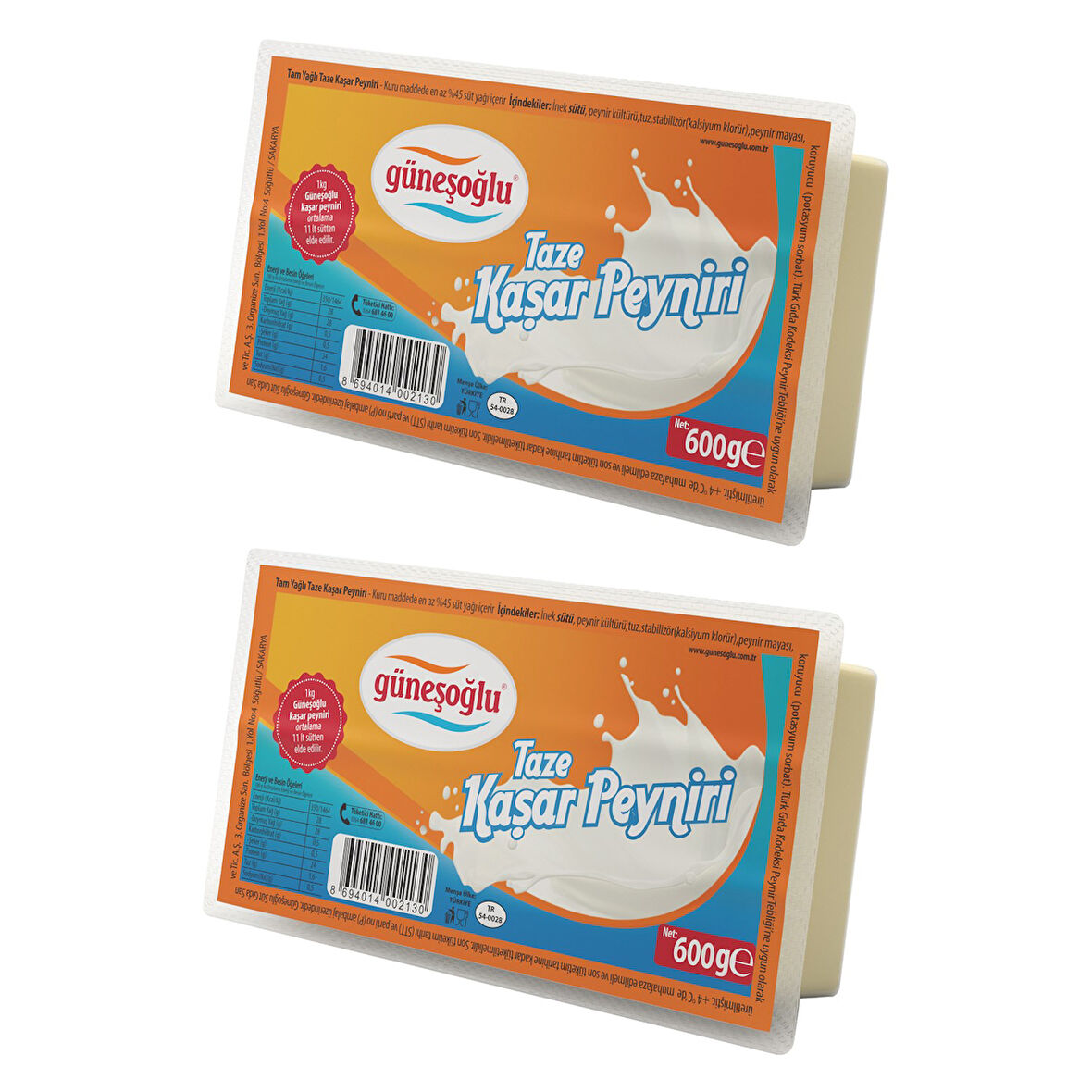 Güneşoğlu Kaşar Peyniri 600 gr 2 li