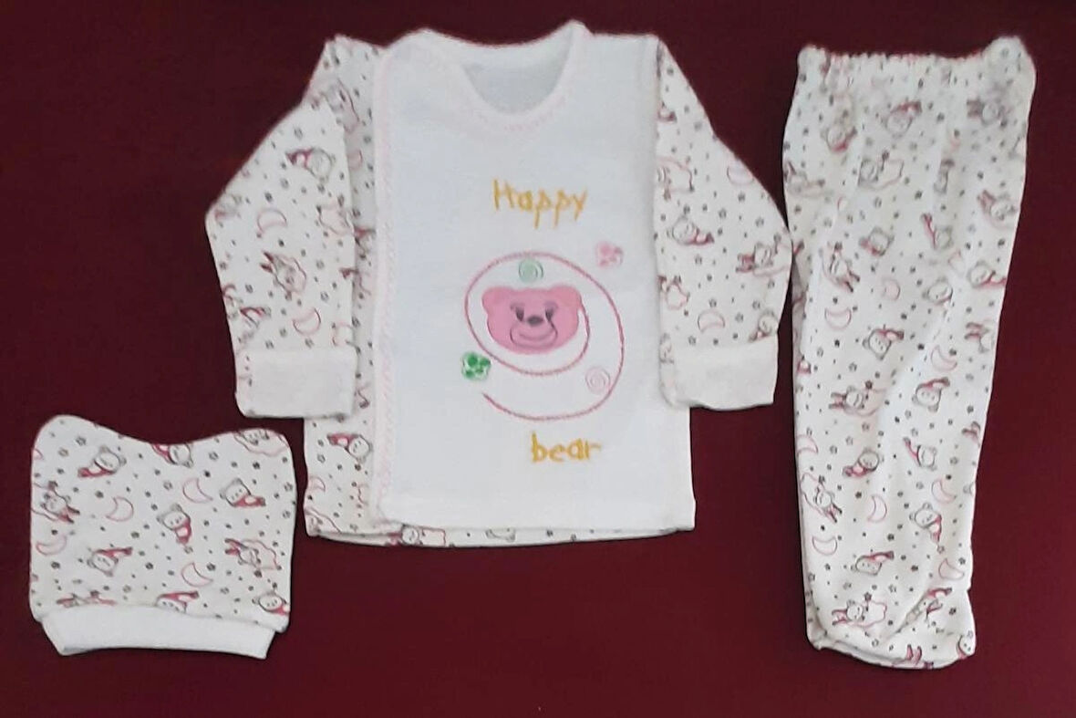 %100 Pamuk Bebek Zıbın Takım 0-3 Ay