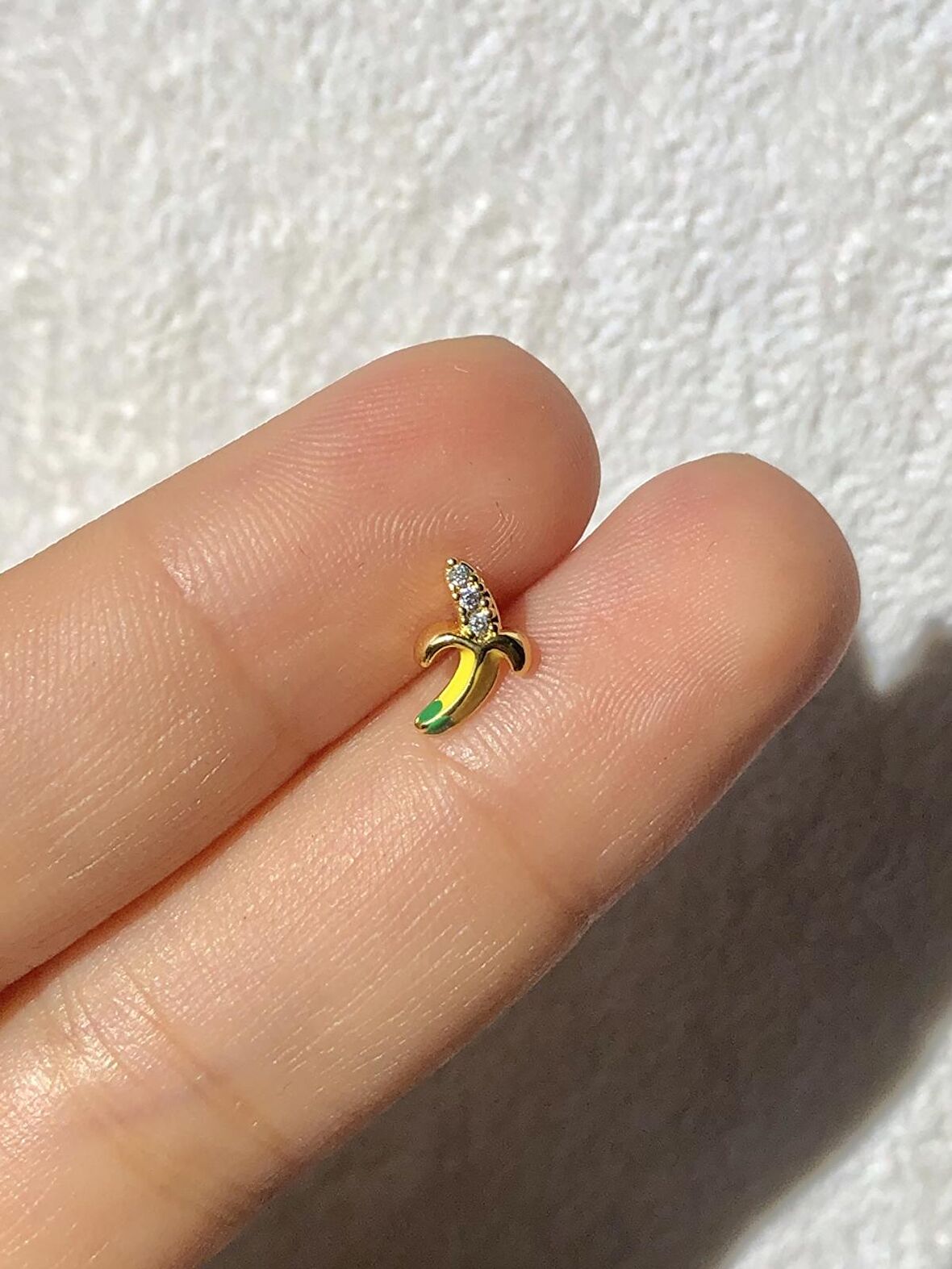 NATURE Cerrahi Çelik Zirkon Taşlı Muz  Gold renk 1cm  Piercing